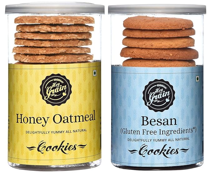 Hey Grain Cookies Home Combo-3 (Honey Oatmeal Cookies & Besan Cookies)