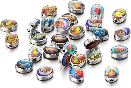 Miniatura 2 de 35 Jesús Cruz Santa María con Medalla Milagrosa Rosario Centro de mesa Enlaces para DIY Collares, Pulseras Joyería Fabricación, aleación, No es una