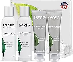 Exposed Skin Care, Basic Acne Treatment Kit with 2.5% Salicylic Acid and 3.5% Benzoyl Peroxide to Clear Up Teen, Adult, Hormonal and Cystic Acne – Natural, Non-toxic and Cruelty Free