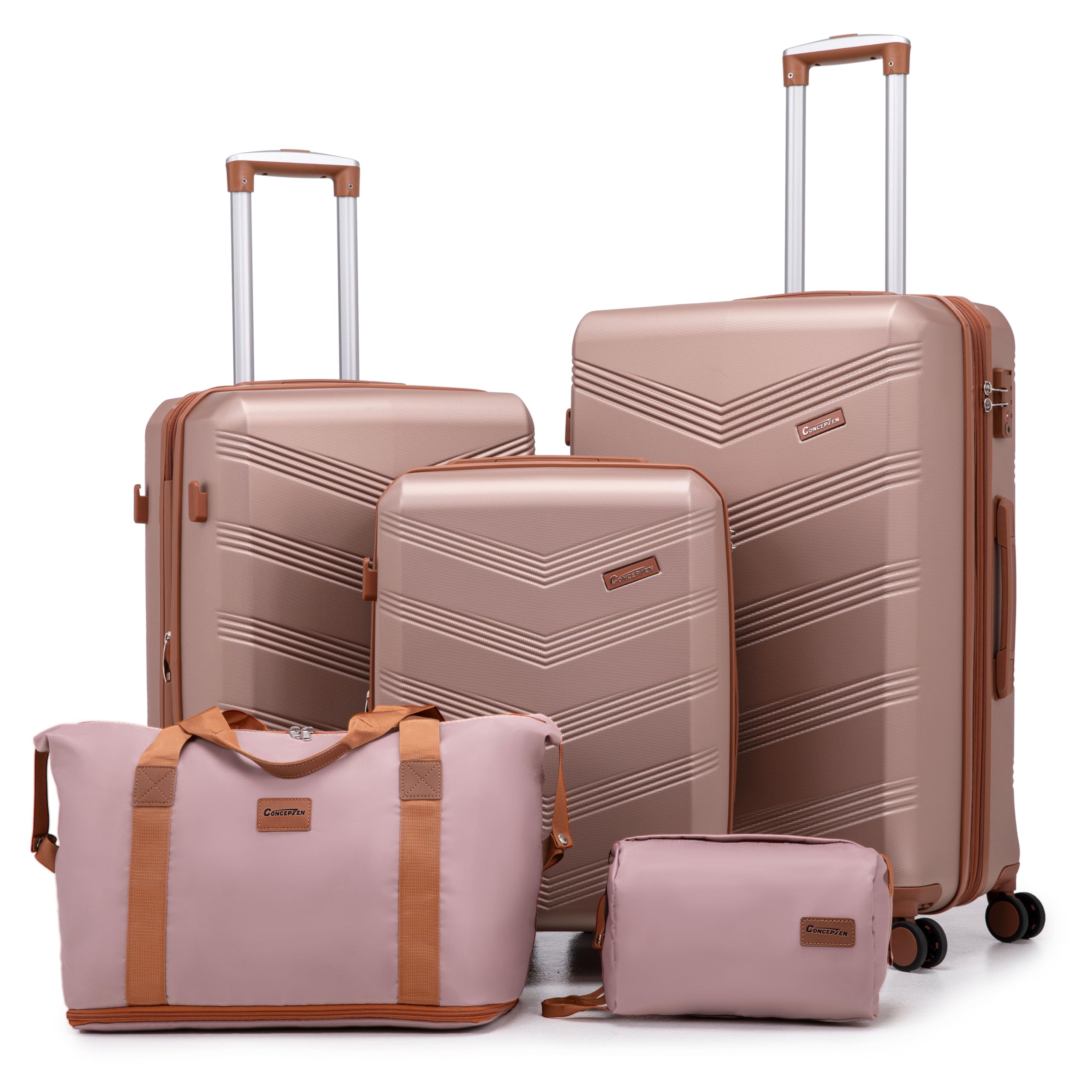 Expandable Luggage Sets 5 Piece Hard Case Suitcase Set with Spinner Wheels 22x14x9 Airline Approved Carry on Lightweight