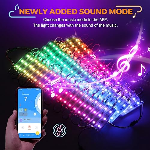 Miniatura 8 de BEAMNOVA Kit de luz comercial de 30 pies, 60 módulos LED RGB, control remoto, control Bluetooth, transformador de voltaje CC de 12 V, tira de luces