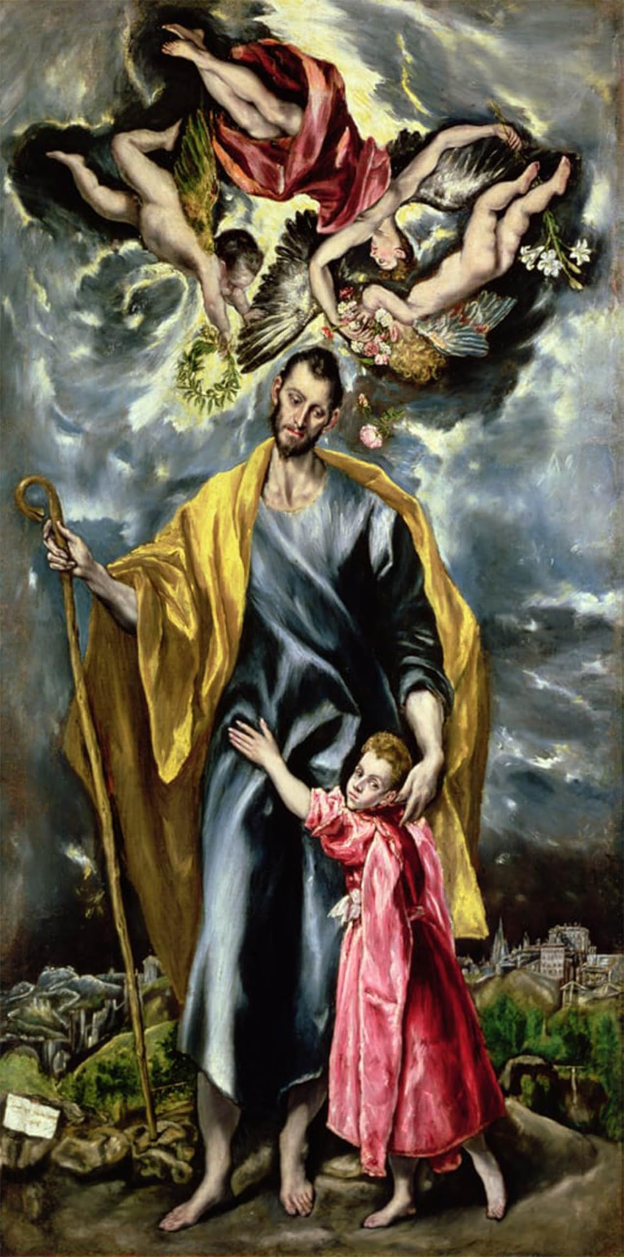 SERENDIPITP Abstract Painting Mural Print Picture Wall Decor Painting St and the Christ Child by El Greco Vintage Wall Artwork for Home Decor 60x90cm