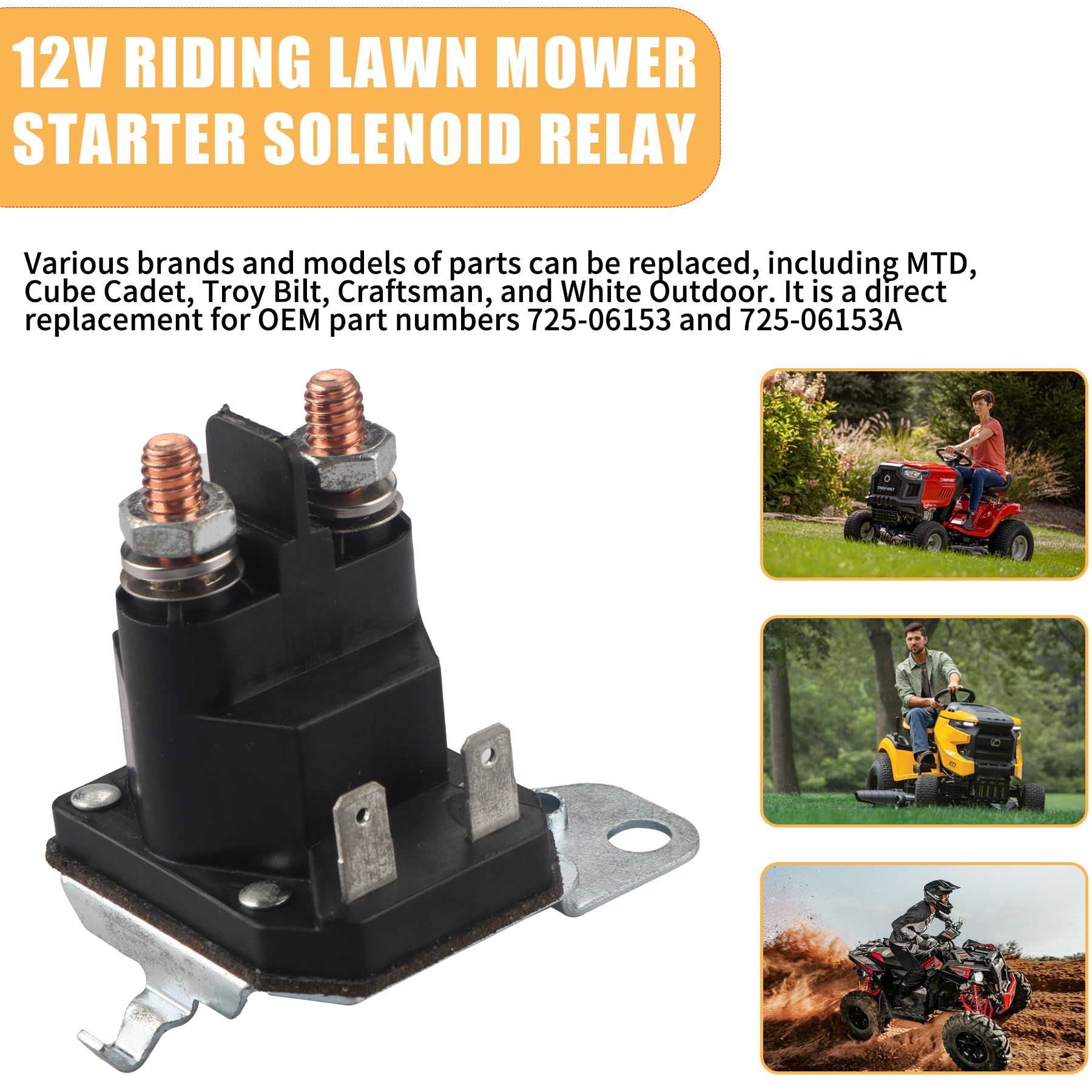 Relè Solenoide Avviamento 12V 4 Terminali Per Trattorini Tosaerba | Compatibile Cub Cadet, MTD, Trombetta | OE AM138068, AM133094 - Foto 12