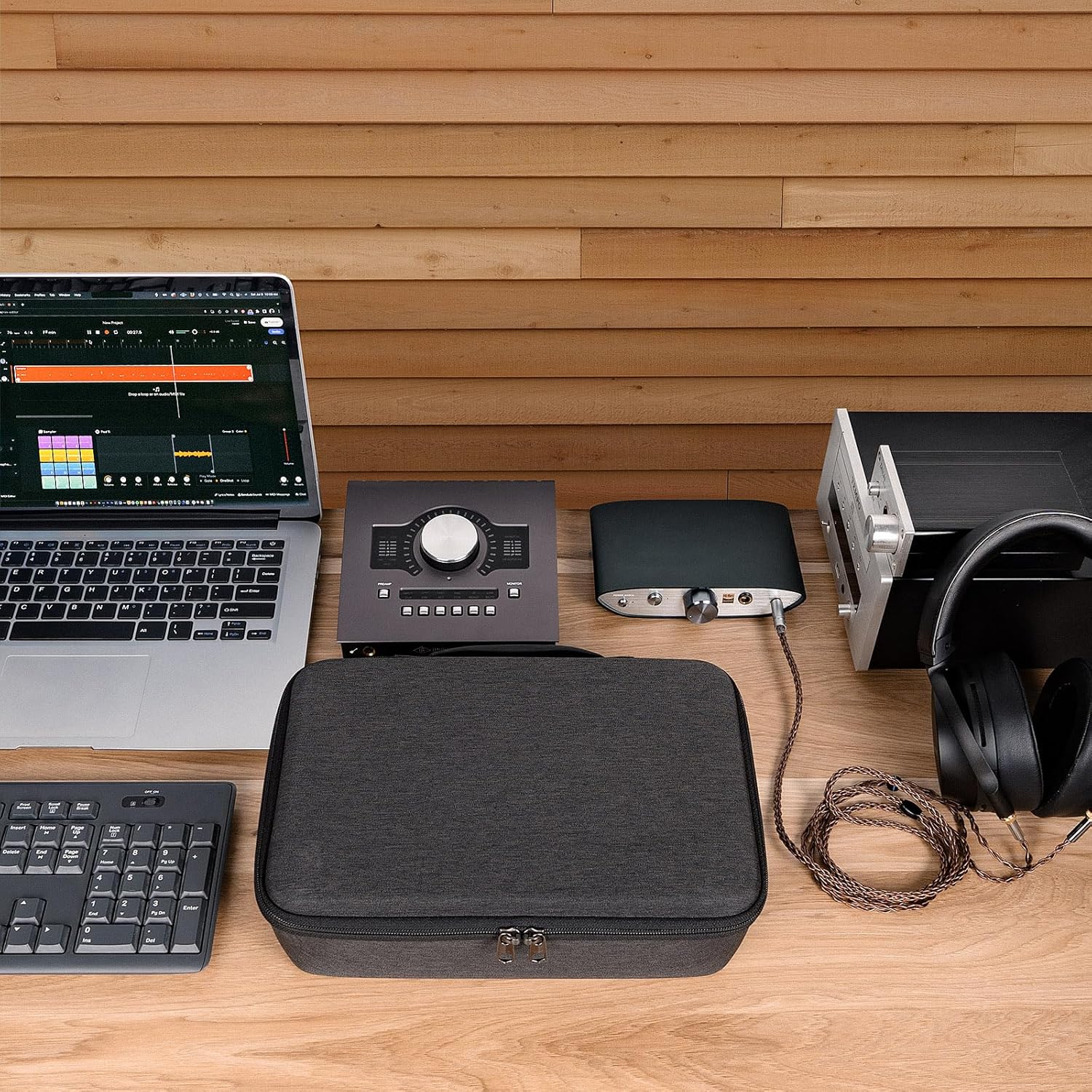 GEEKRIA Audio Interface Carrying Case, Compatible with Universal Audio Apollo Twin X DUO/Twin X QUAD/Twin X DUO Gen 2/ Twin X QUAD Gen 2, EVA Hard Shell Travel Bag (Dark Gray) - Image 2