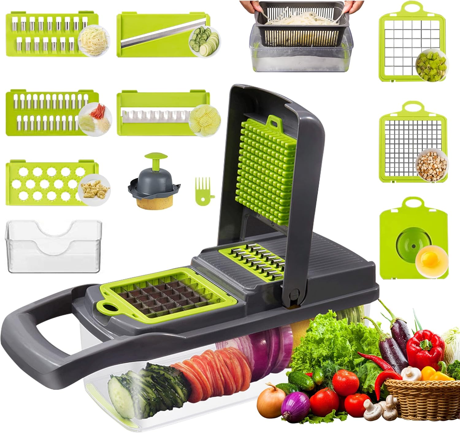 QIFENGL Vegetable Chopper 14 in 1 Mandoline Slicer Cutter Chopper and