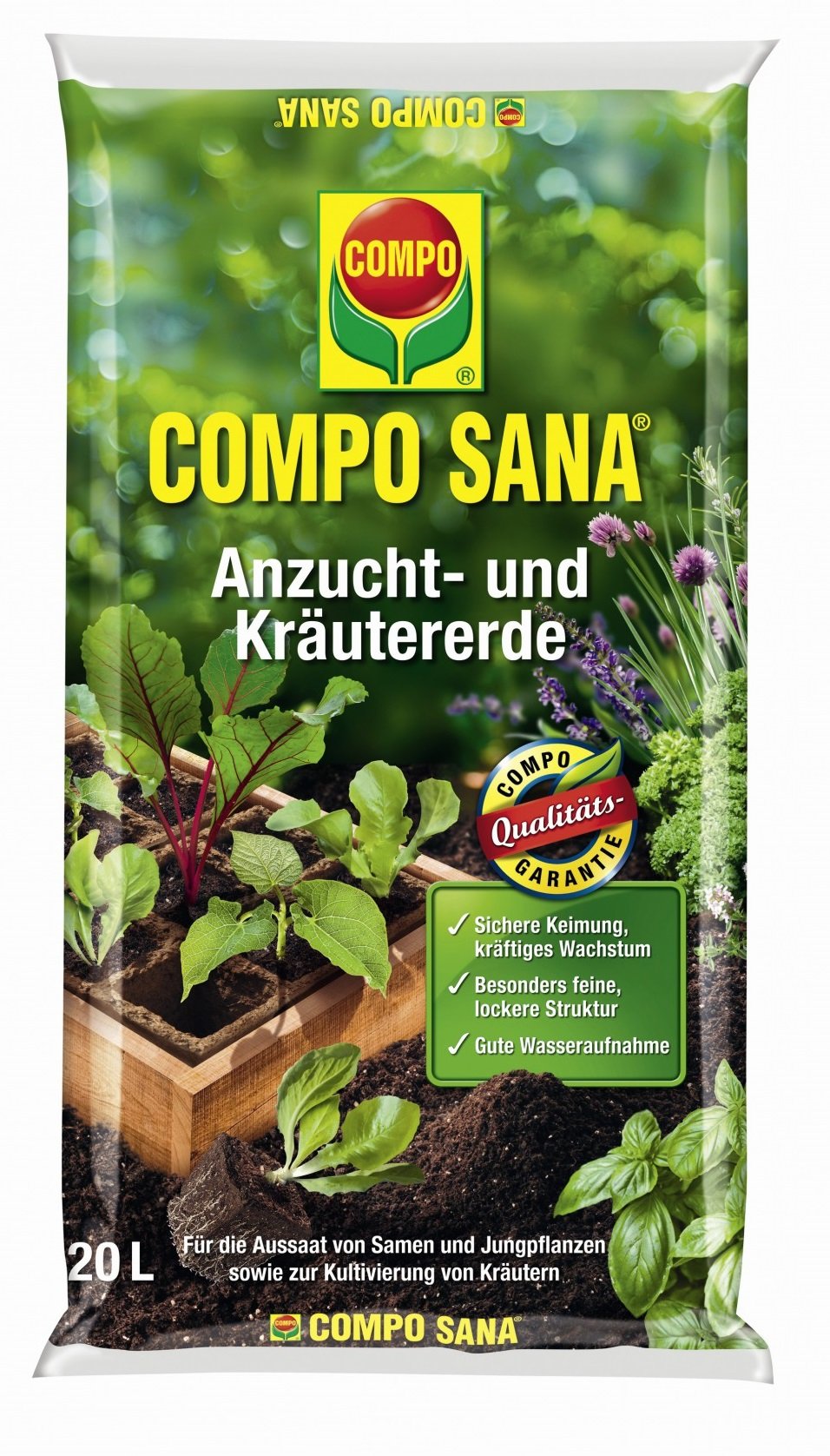 Compo Brand 20.0 liters Seed and Herb Compost SOIL for Glasshouse, Herbs, Cuttings and Young Plants