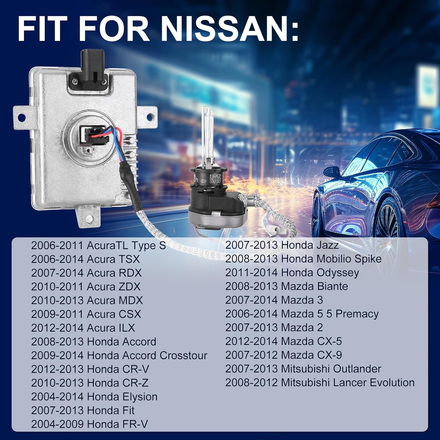 PHEZEN 2PCS W3T19371 Xenon HID Headlight Ballast with Igniter and D2S Bulb fit for 2002-2005 Acura TL / TSX/ TL Type-S, 2004-2006 Mazda 3, 2004-2009 Honda S2000 Replaces # W3T10471 X6T02971 W3T14371