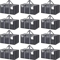 Vista 10 de Paquete de 6 bolsas de mudanza grandes extra resistentes con cremallera fuerte y asas cómodas, bolsas de almacenamiento de ropa resistentes