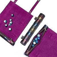 Vista 16 de Cusdie Alfombrilla rodante de dados 2 en 1 y soporte para dados con cremallera, bandeja para dados compatible con dados poliédricos DND (verde)