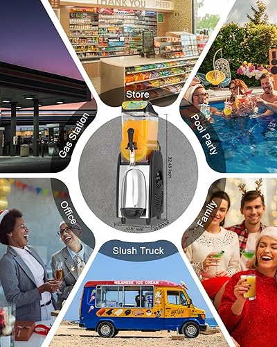 Miniatura 6 de Máquina de granizado para el hogar, 4 galones, acero inoxidable, máquina de granizado individual para bebidas congeladas de Margaritas Slushy,