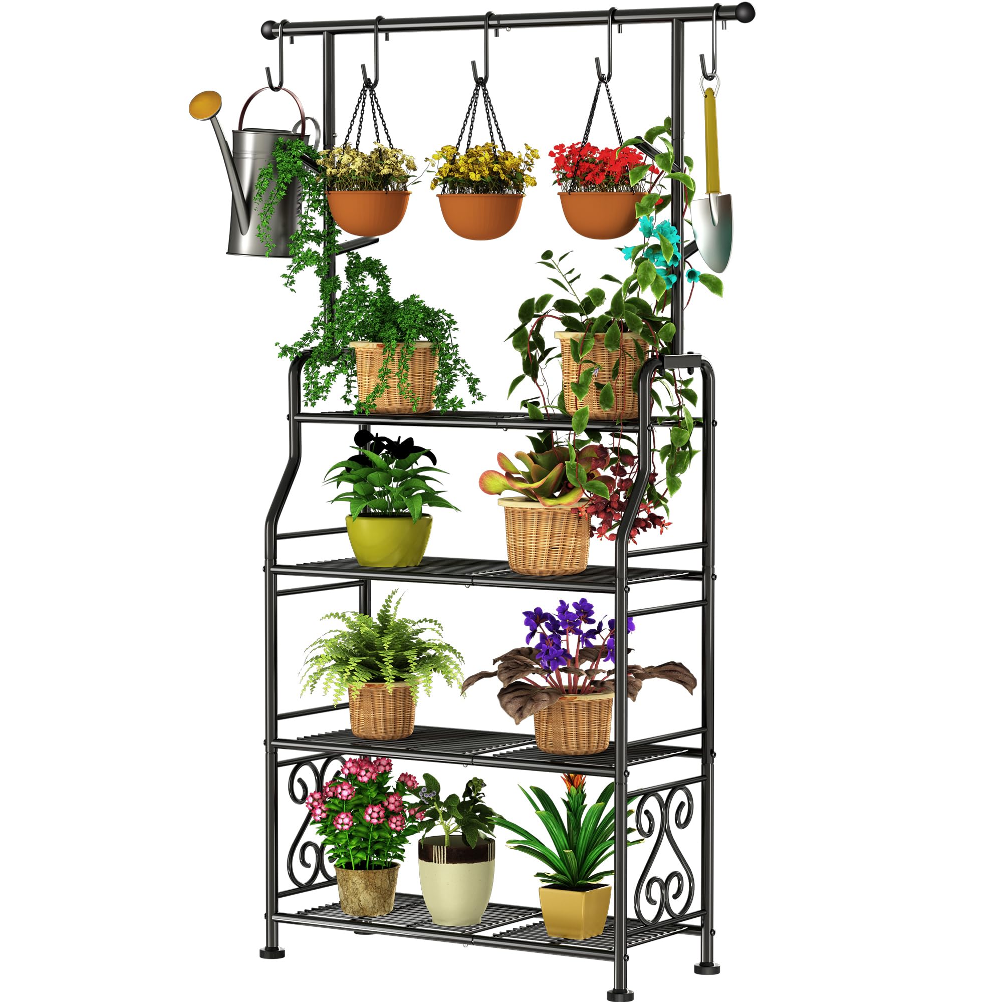 GIOTORENT 4-Tier Heavy Duty Metal Plant Stand