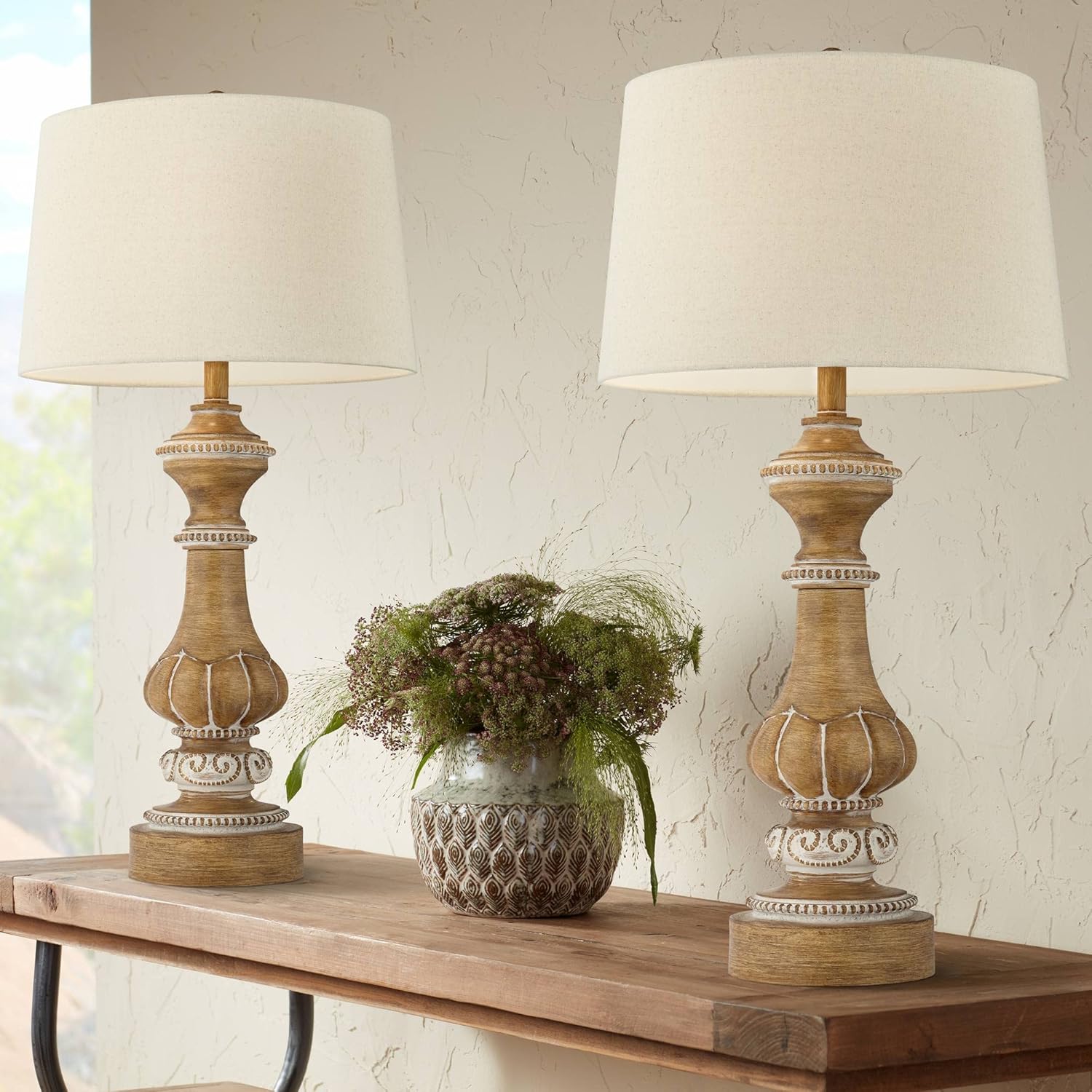 Regency Hill Sienna Farmhouse Country Cottage Table Lamps 31 1/2" Tall