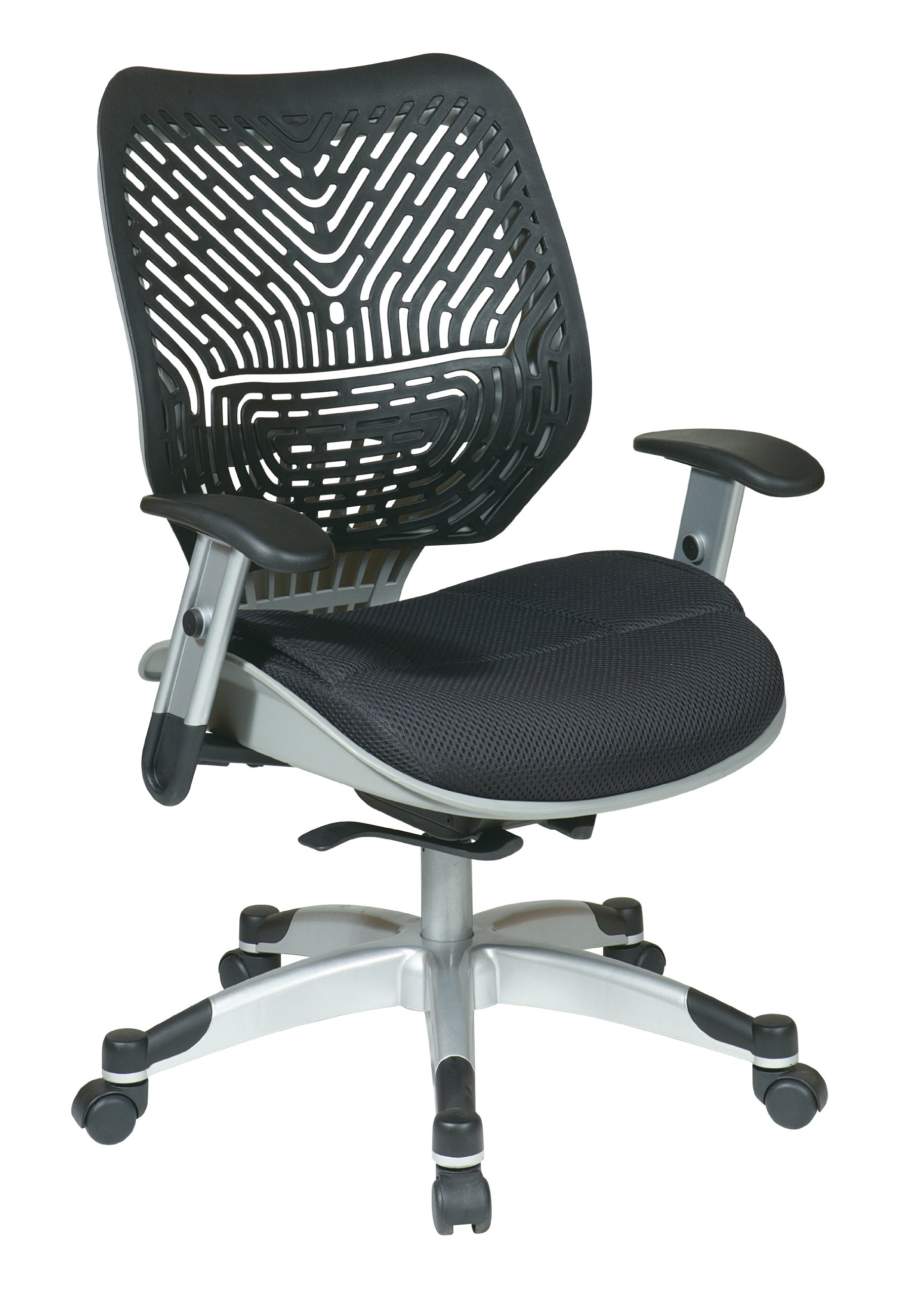 Space Seating 86 REVV Series Self-Adjusting SpaceFlex Back Office Desk Chair with Lumbar Support and Padded Mesh Seat, Raven