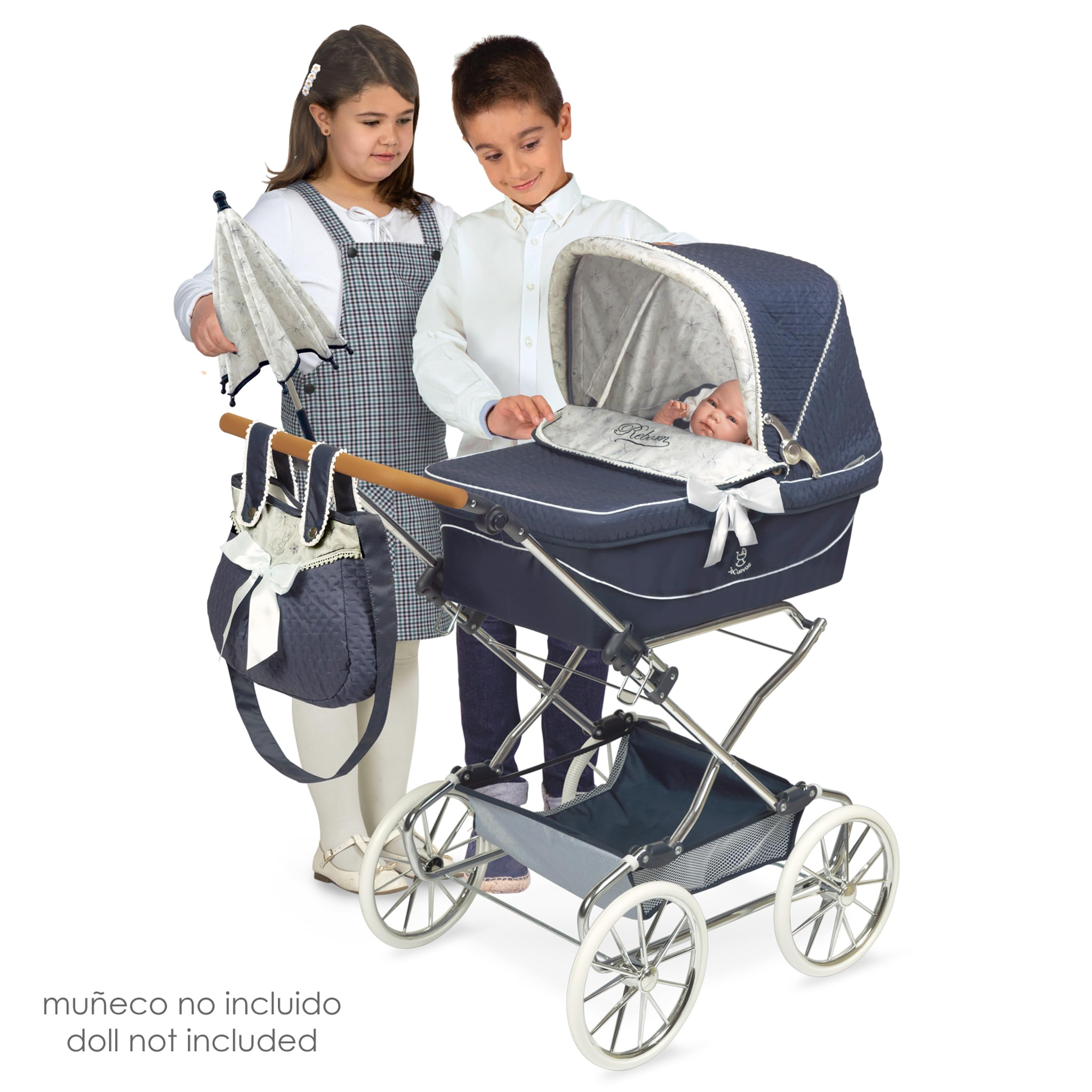 Carrozzina per Bambole Reborn Pieghevole con Ombrello DeCuevas Toys 82044