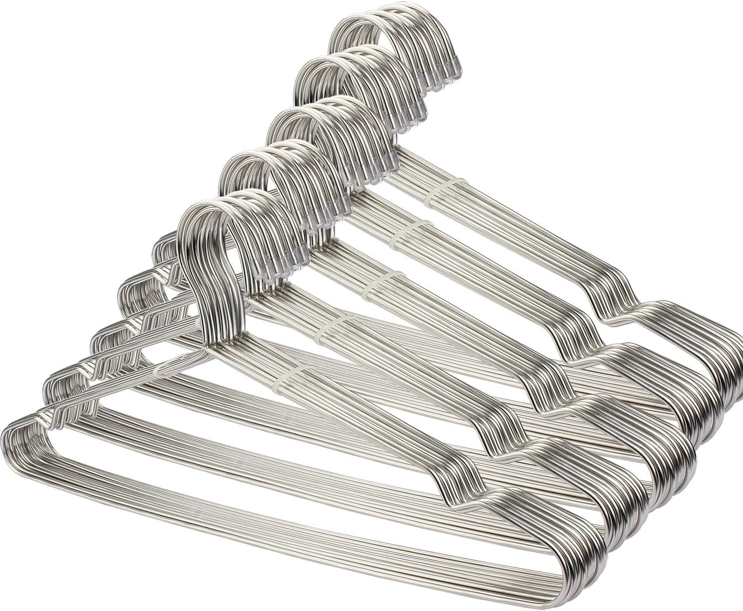 Gabbay 50 Pack Clothes Hangers Stainless Steel Strong Metal Wire Hangers Clothes Hangers 16.5 Inch