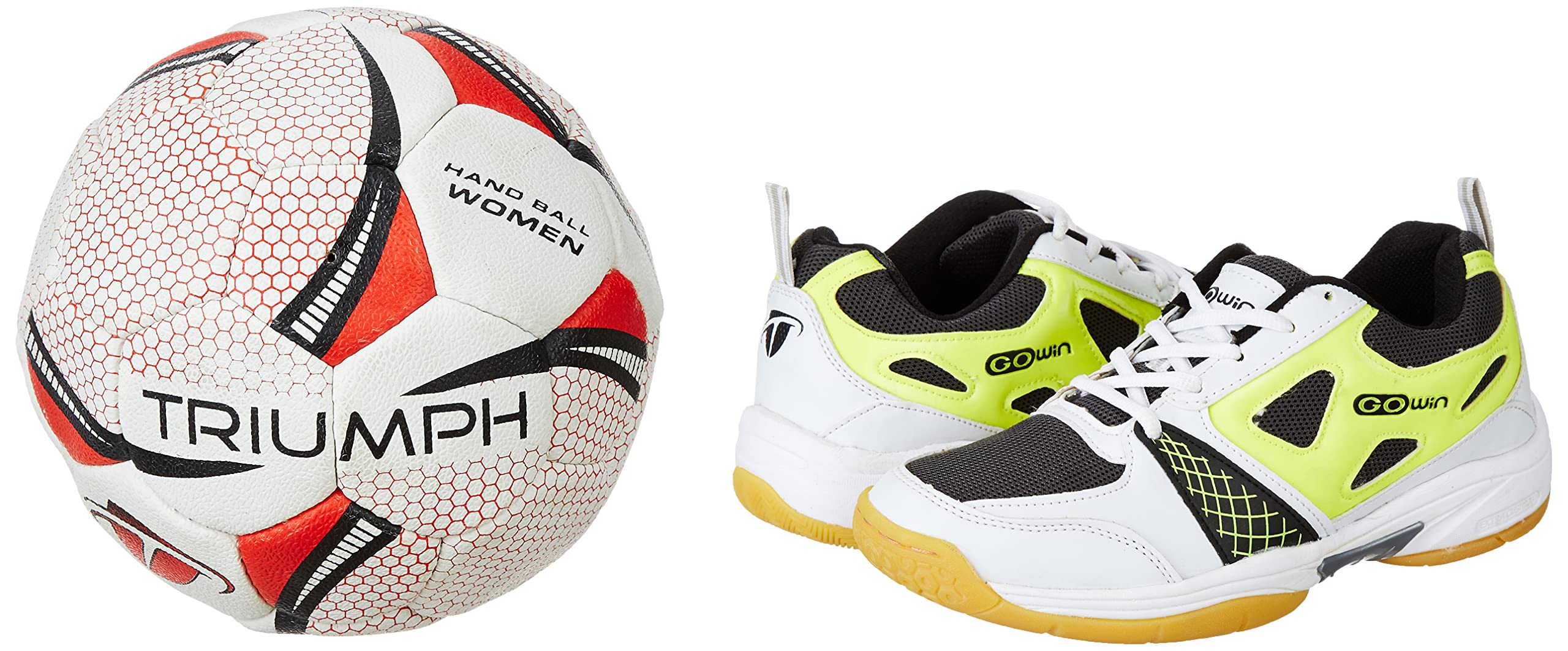 GOWINCourt Shoe Staunch White Grey Lime Size 5 with Triumph Handball Rubberised Junior