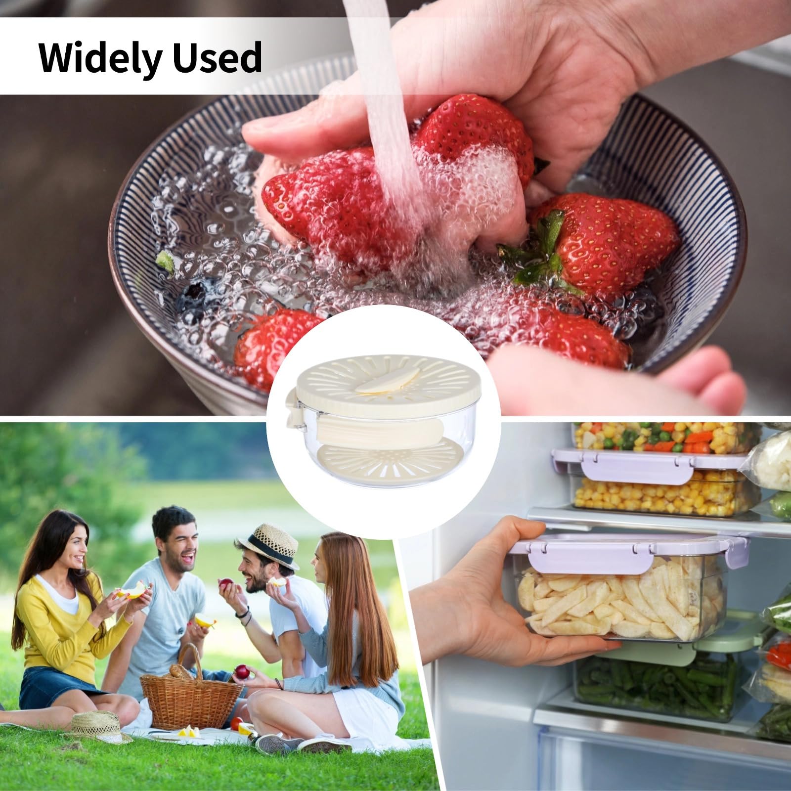 Lot de 2 passoires à fruits pliables avec couvercles, passoire multifonction pour le stockage des aliments, pique-nique en plein air, stockage au réfrigérateur et lavage