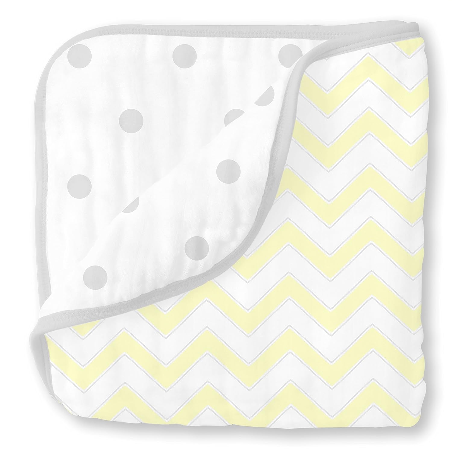 SwaddleDesigns 4-Layer Cotton Muslin Luxe Blanket, Baby and Toddler Cuddle and Dream, 46x46 inches, Sterling Starshine and Dots