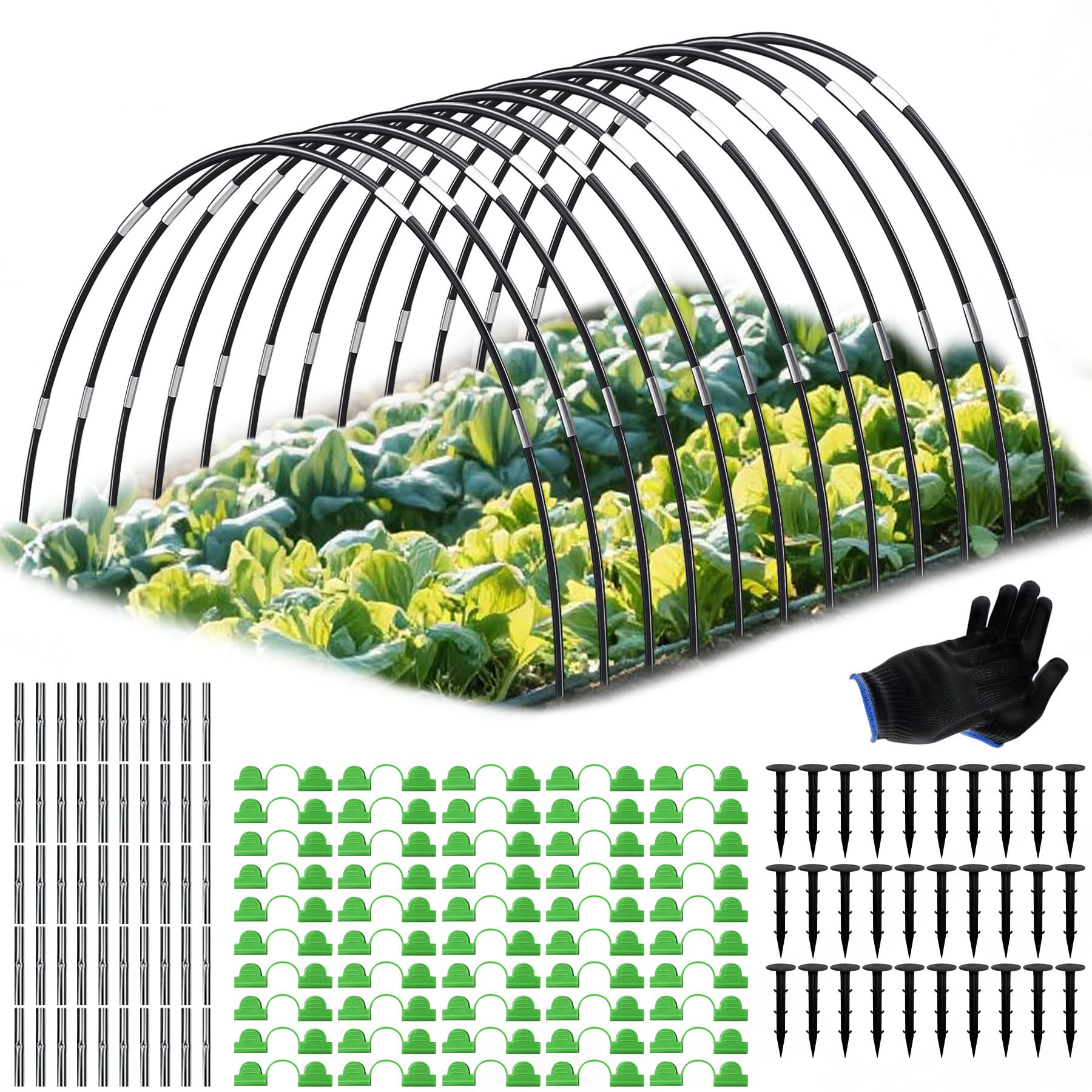TZEKING Arceau pour Serre Tunnel,60 Pièces Arceau de Jardin,Cerceau pour Serre de Jardin