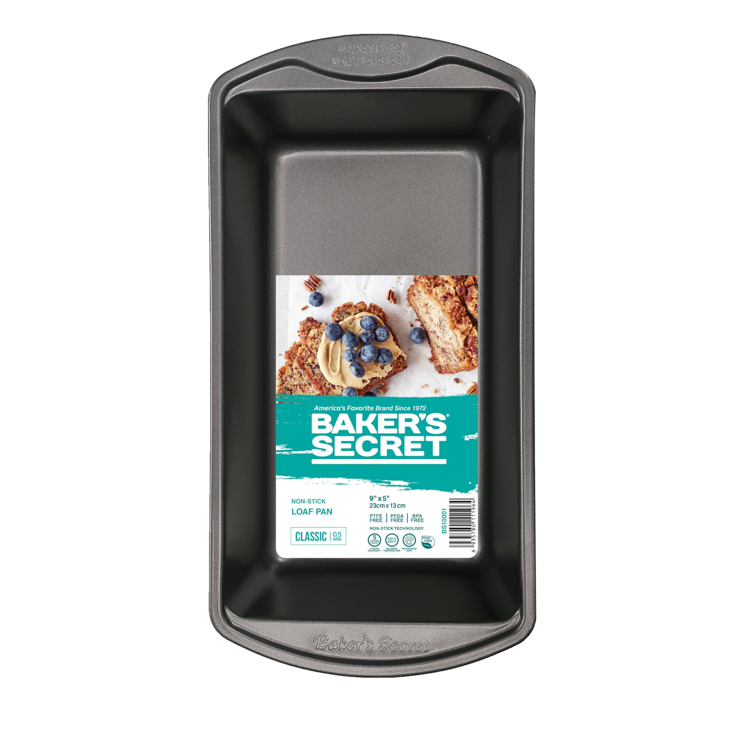 Baker's Secret Large Loaf Pan for Baking Bread, Nonstick Carbon Steel Rectangular Pan 9" x 5", Premium Food-Grade Coating, Non-stick Meatloaf Bread Loaf Pan, Bakeware DIY - Classic Collection