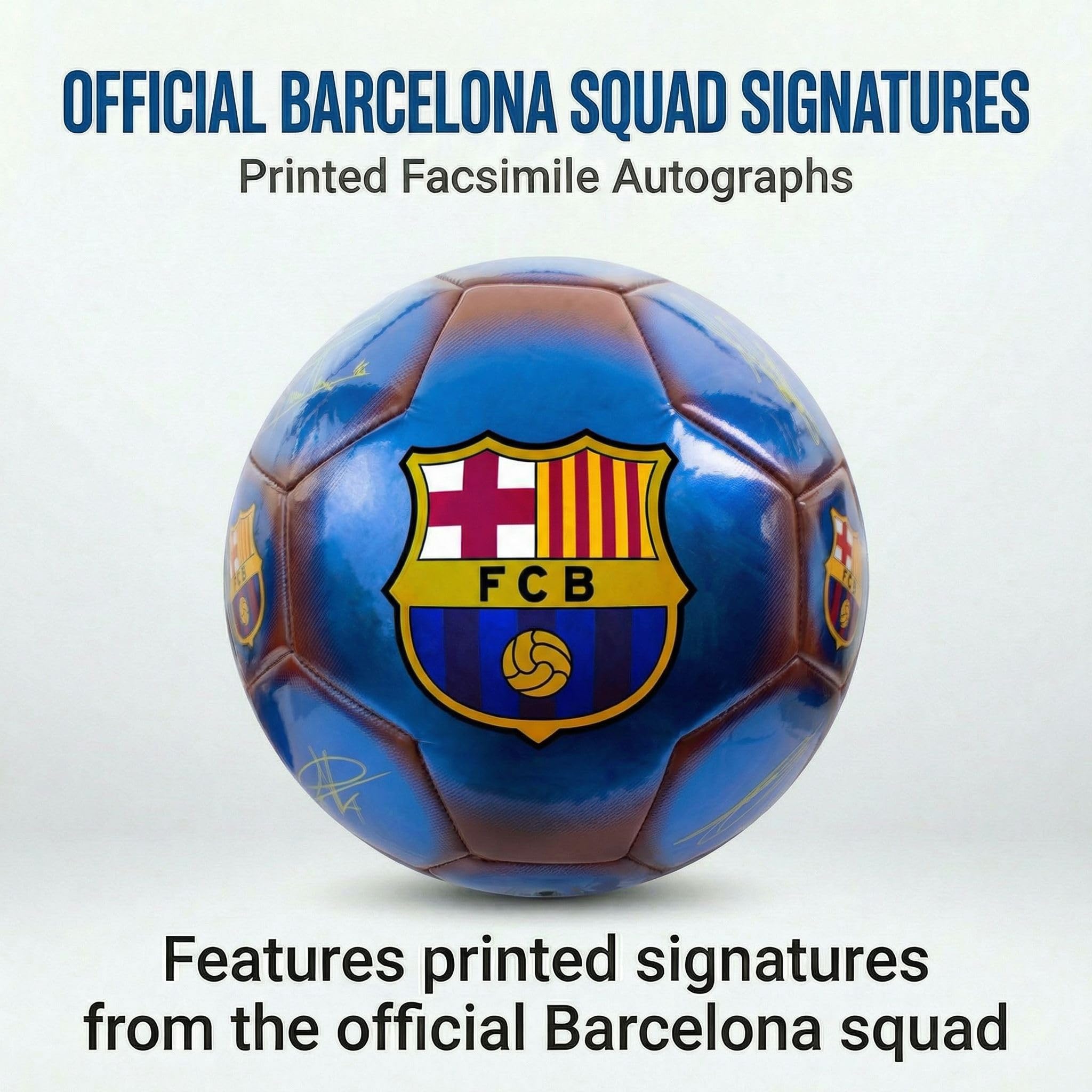 Hy-Pro Oficjalnie licencjonowana piłka nożna FC Barcelona Classic Signature, metaliczna, rozmiar 5, Barca, trening, mecz, towar, kolekcja dla dzieci i dorosłych, niebieski/czerwony