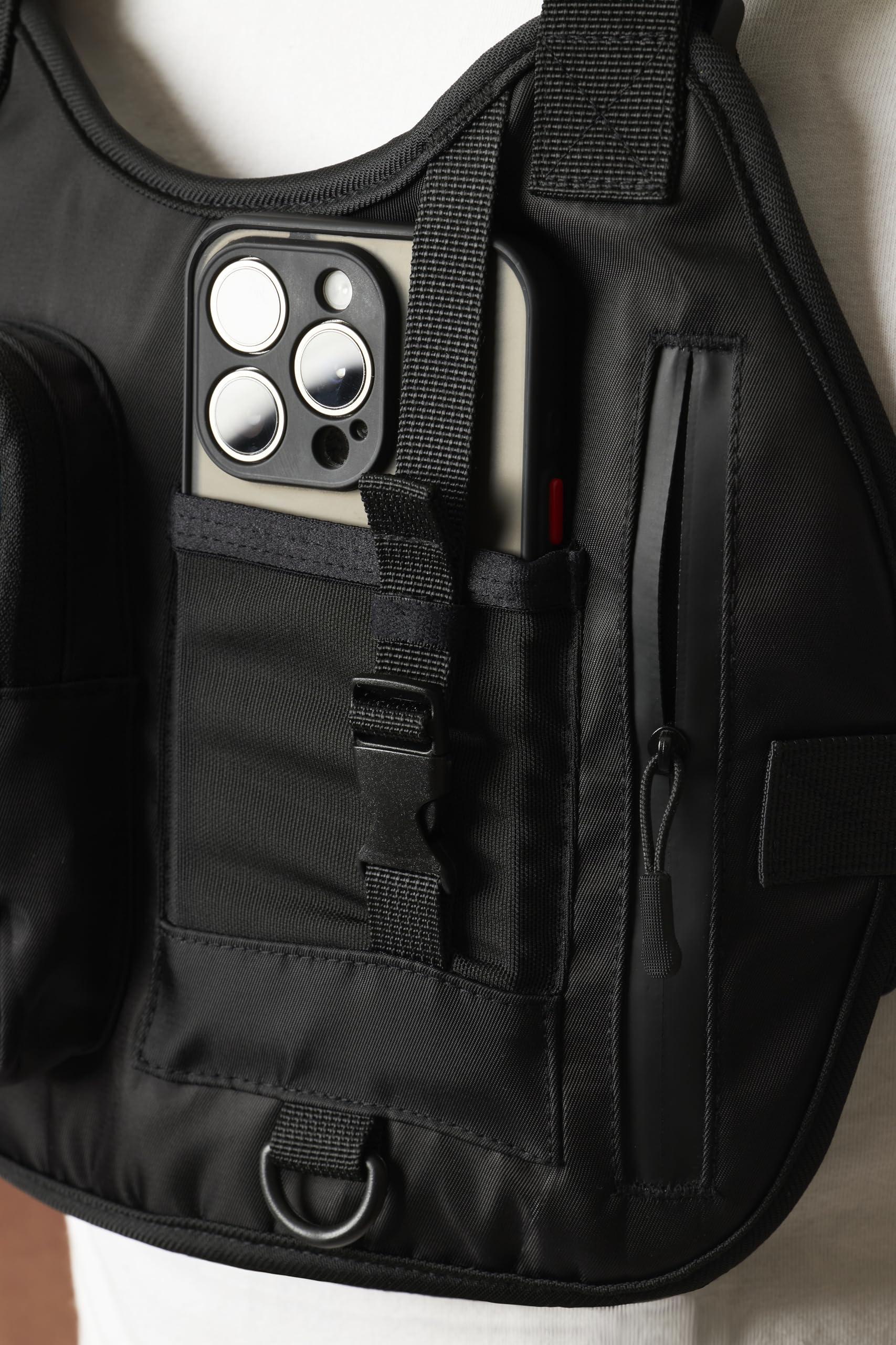 Pechera Cámara de acción Universal teléfono Pecho Correa arnés Montaje para Smartphone, Mochila Multifuncional con Bolsillos, Deportes Extremos como Moto, Bicicleta, Accesorio Movil (Xpro)