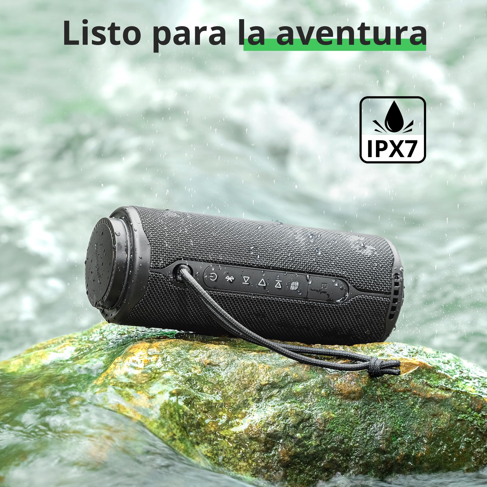 Tronsmart T8 Altoparlante Bluetooth portatile per esterni, suono più potente e nitido da 40 W, suono a 360°, audio a 2.1 canali, IPX7, personalizzate audio e luci, cordino portatile (blu)