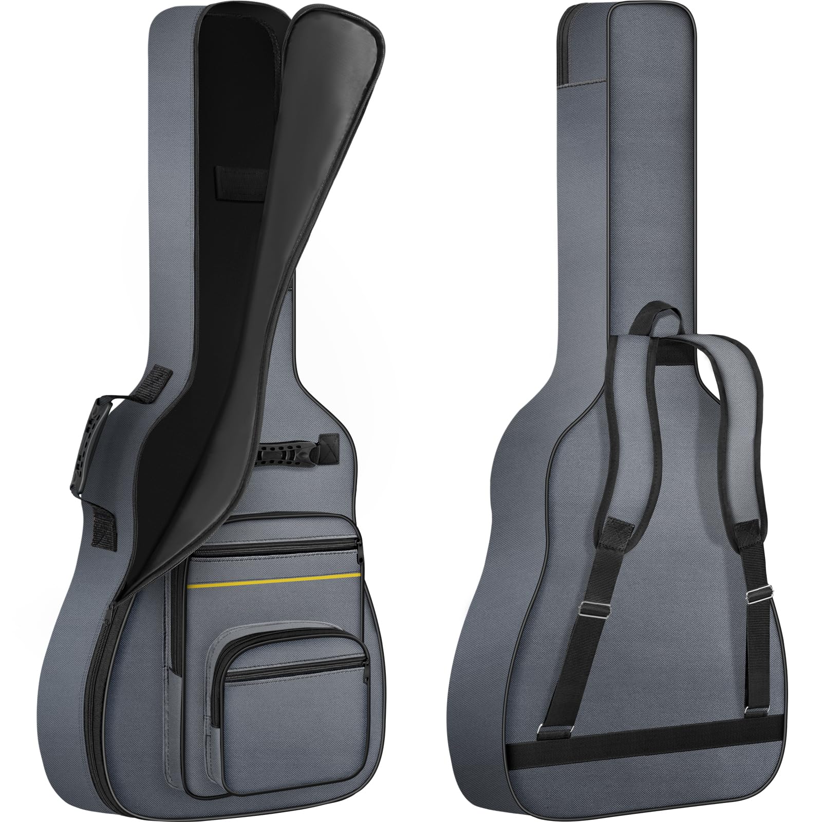 OUUTMEE 41 Zoll Tasche für E-Gitarre 104 x 40 x 7 cm Gitarrentasche Verstellbare Schultergu 5 mm Perlenwattepad 600D Oxford-Tuch，Grau