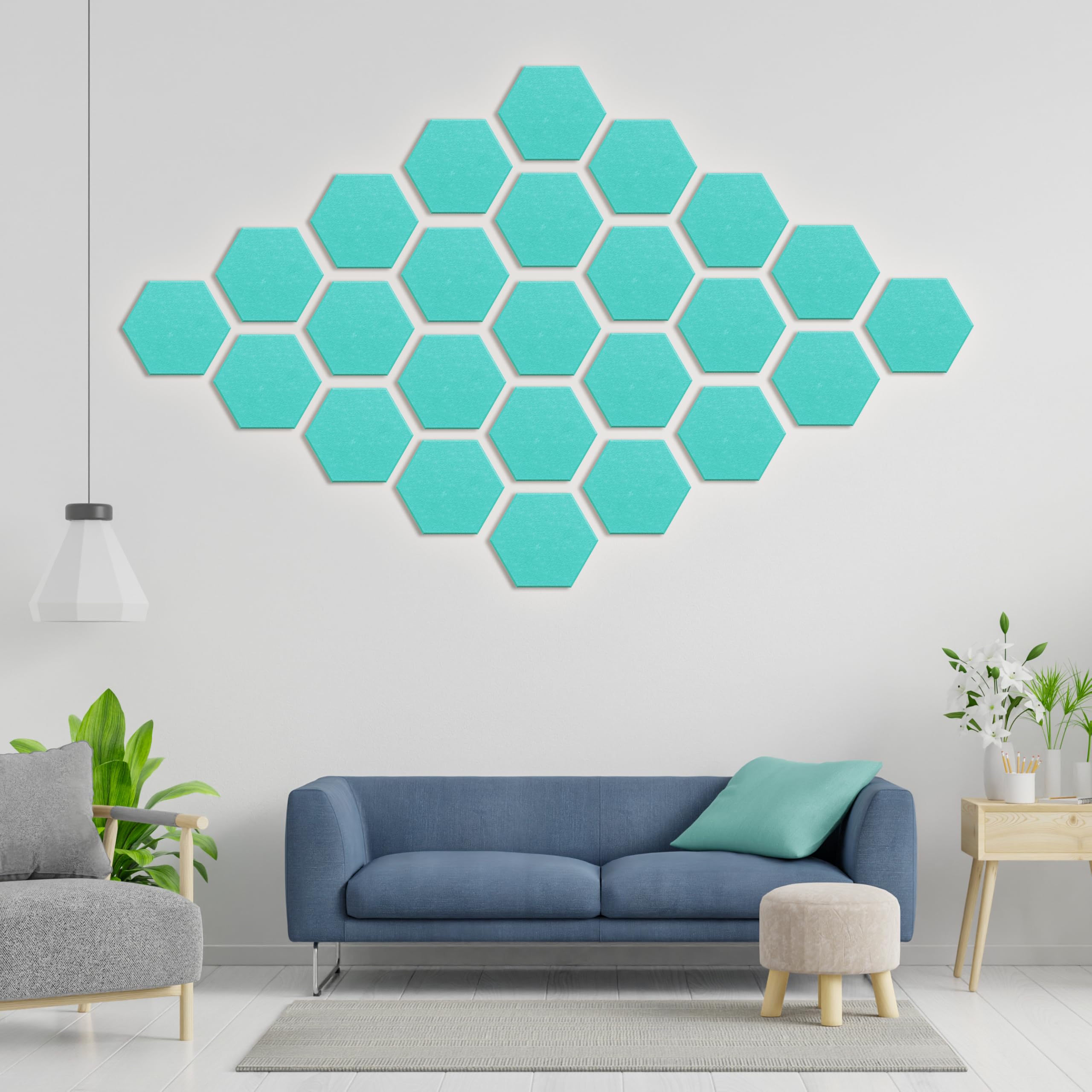 Pannelli acustici esagonali, confezione da 12 pannelli fonoassorbenti ad alta densità, 30,5 x 25,4 x 0,10 cm, per una migliore riduzione del rumore, design fai da te, idea per studi, uffici e home