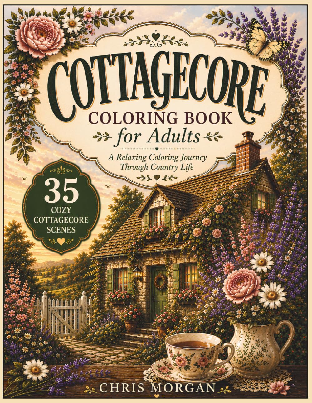 Cottagecore Coloring Book For Adults: A Relaxing Coloring Journey Through Country Life