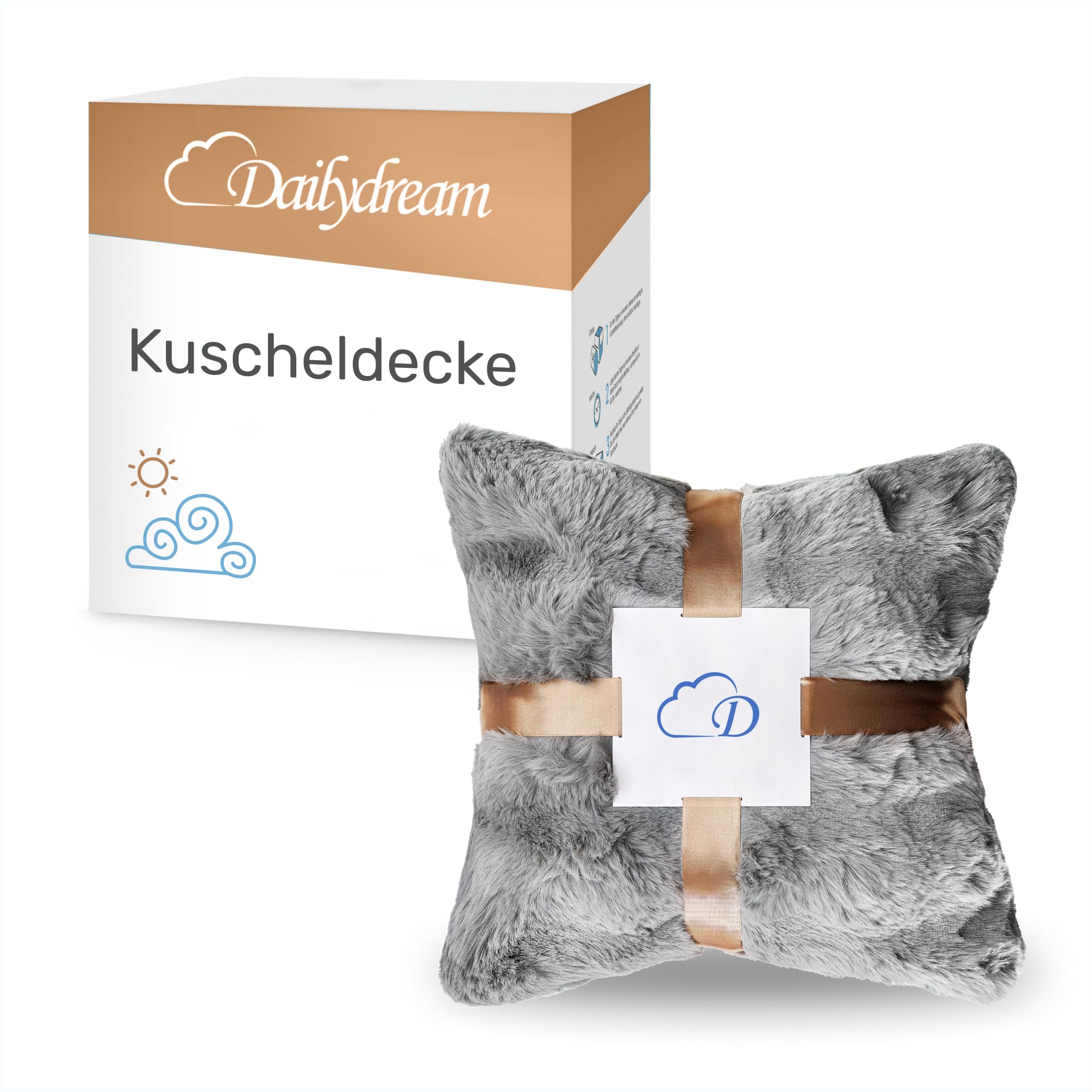Dailydream Kunstfell Kuscheldecke - Wohndecke Warm Weich Luxus Tagesdecke, 150x200cm, grau