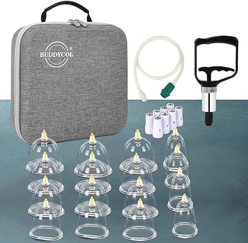 Miniatura 1 de Juego de ventosas de terapia de 16 piezas, kit de tazas al vacío para alivio muscular, celulitis corporal, succión de cuello y espalda, herramienta
