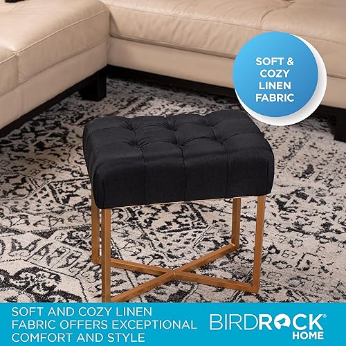Miniatura 26 de BIRDROCK HOME Taburete rectangular copetudo con cojín acolchado suave, silla de tocador versátil para dormitorio, sala de estar, baño, asiento