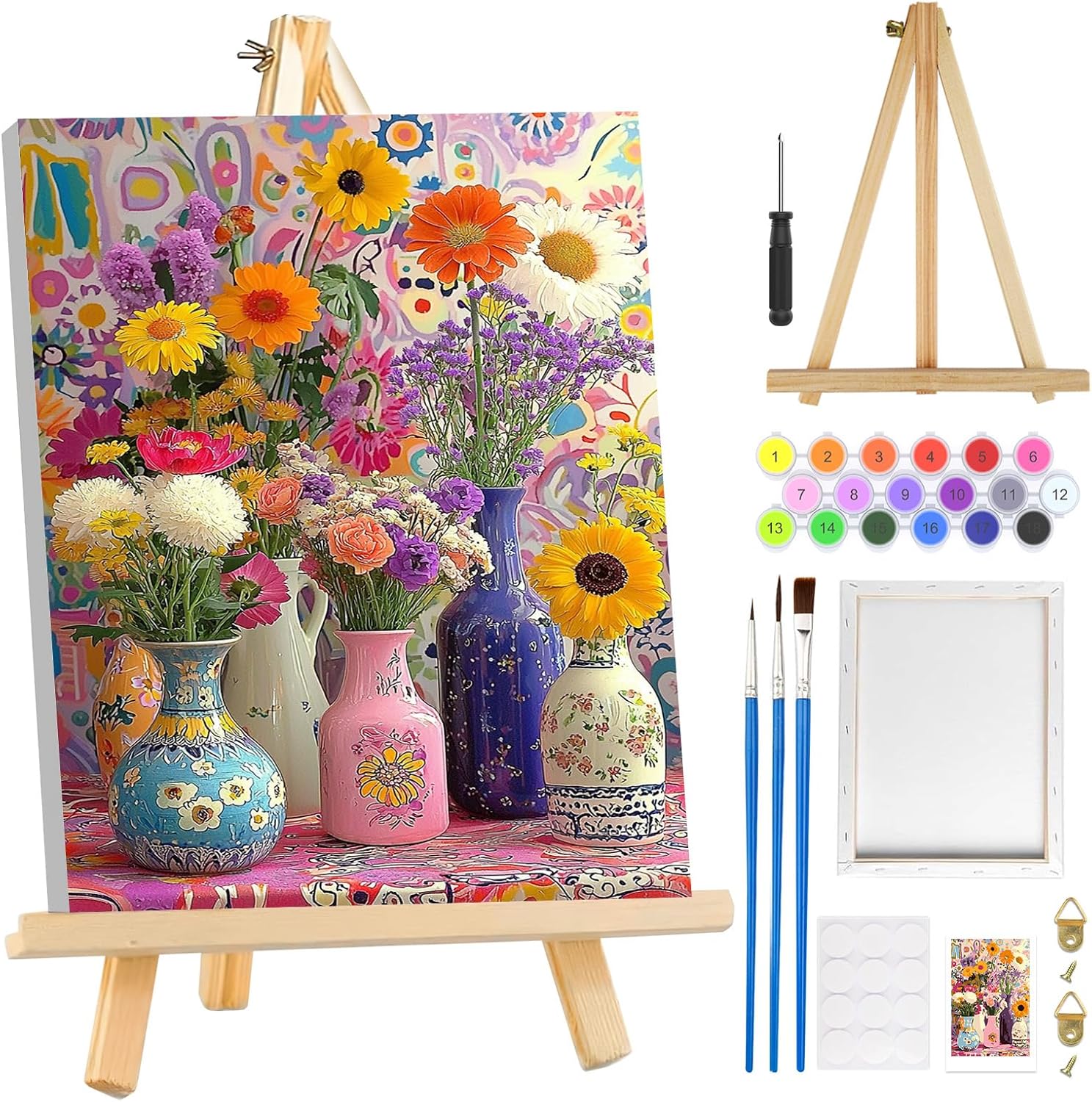 MOGTAA Peacock Paint by Numbers Kit for Adults Beginners with Frame, Peacock Adult Paint by Number Kits on Canvas with Easel, Easy DIY Animal Oil Painting Kits for Home Decor, 8x12in