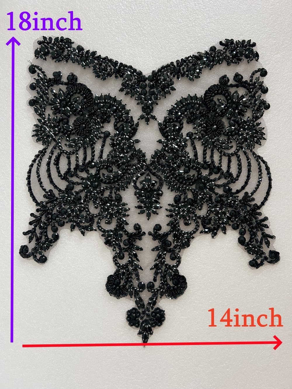 Bridal Lace Applique Patches with Beads & Rhinestones - Heavy Duty Sparkly Embroidered Fabric Ons for Wedding Dress, Gown, Corset, Prom, Evening Wear (Green)