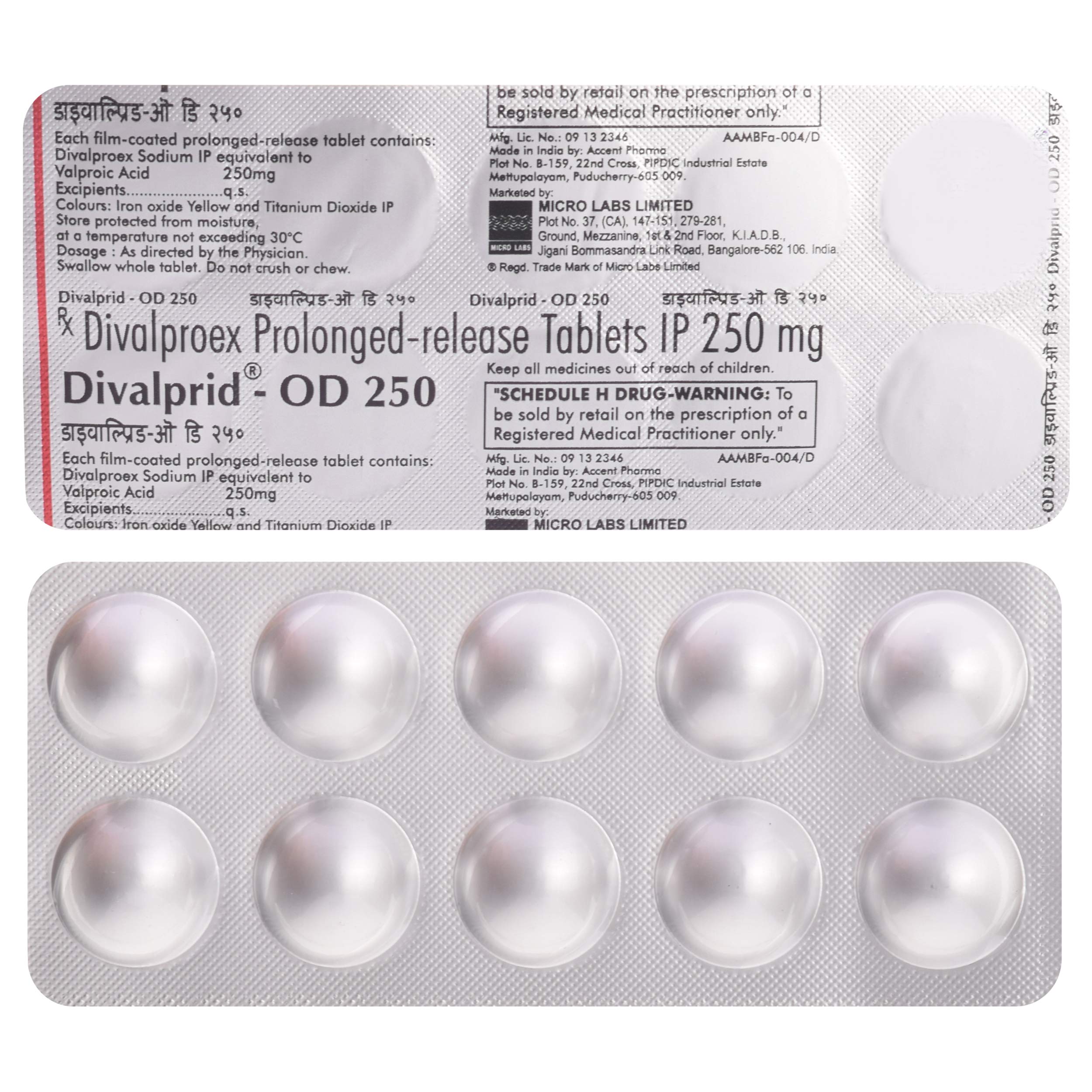 Divalprid- OD 250 - Strip of 10 Tablets