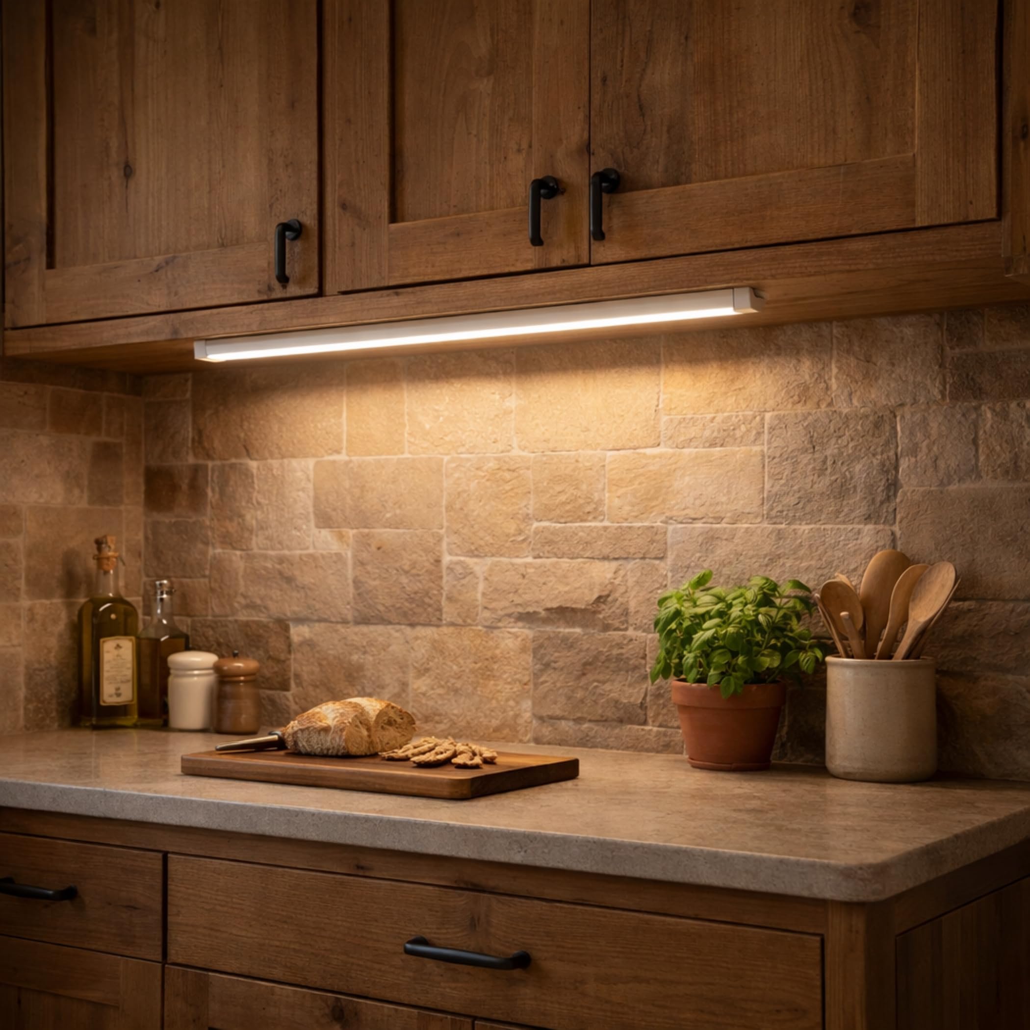 SEBSON Réglette LED sous Meuble Cuisine 60cm avec Prise et Interrupteur, Blanc Neutre 4000K 9W 1400lm, Barre LED 230V, Lampe de Cuisine 570x30x22mm