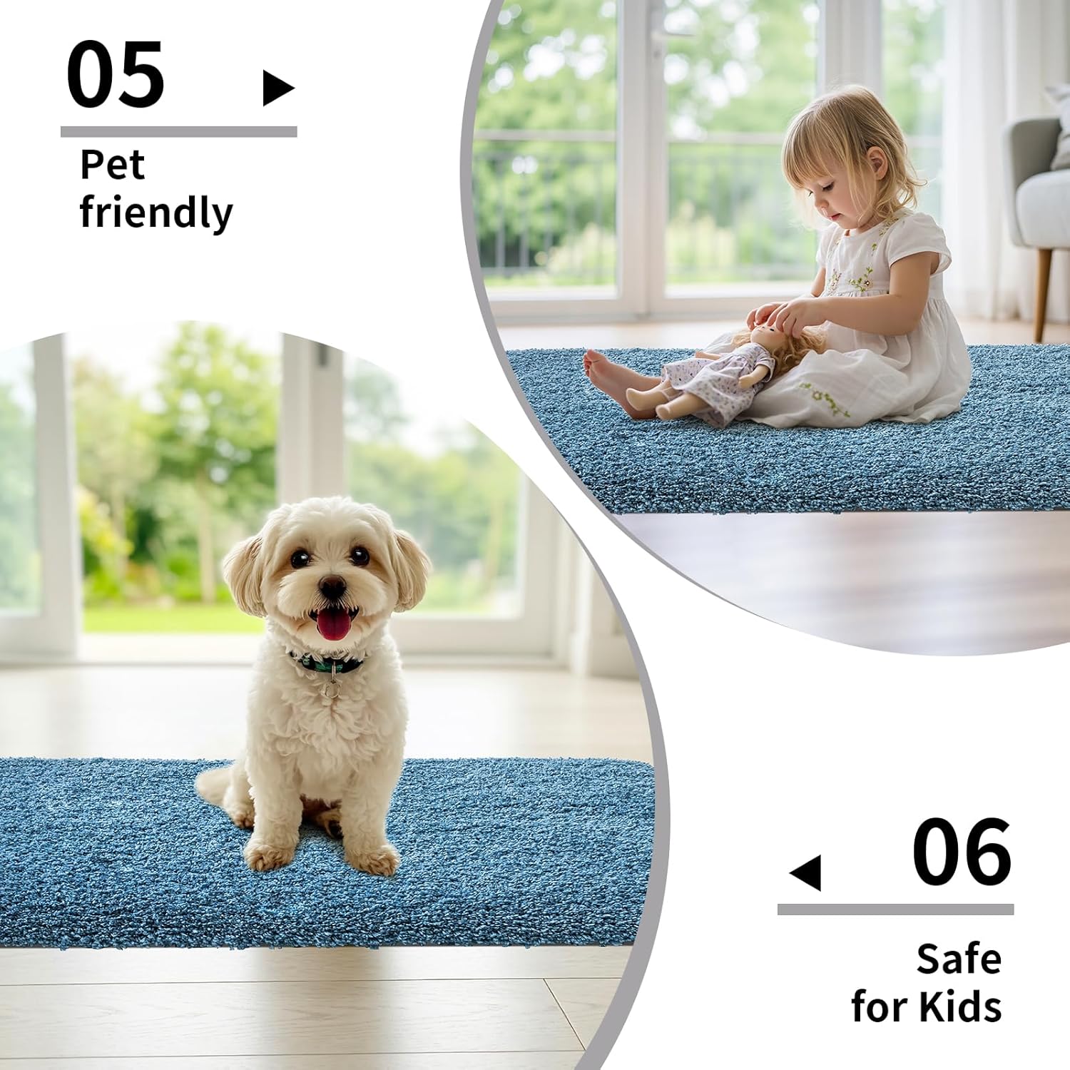 Small Bathroom Rug 17x24 Non Slip Blue Fluffy Bath Mat for Bathroom Floor Washable Plush Luxury Bath Rug for Tub Soft Shaggy Absorbent Shower Mat - Image 6