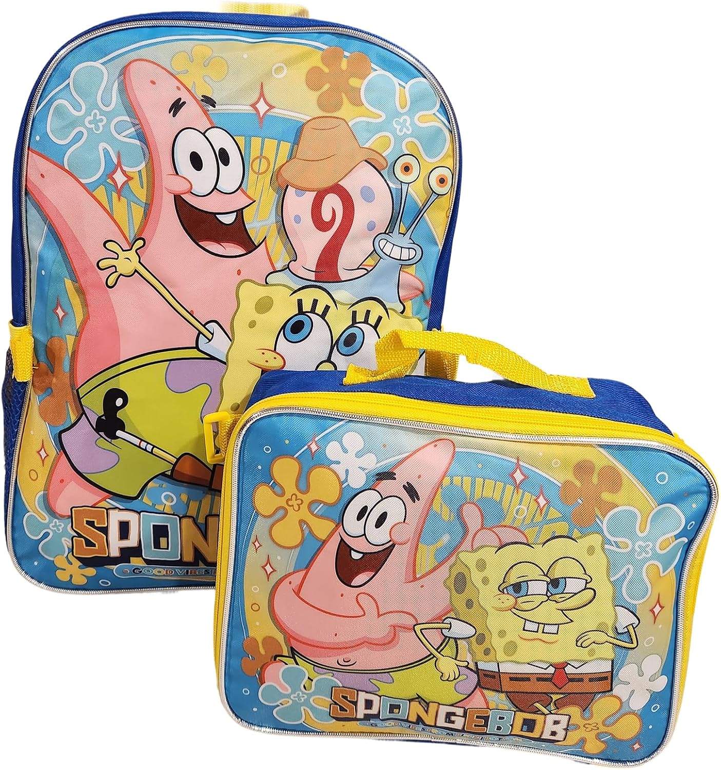 Ruz Group Kid's Licensed 16 Inch Backpack With Removable Lunch Box Set (Sponge Bob)