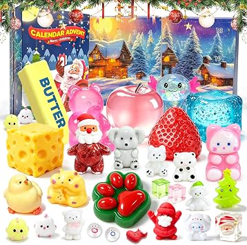 Squishies Advent Calendar, 24 Days of Fidget Christmas Countdown Calendar