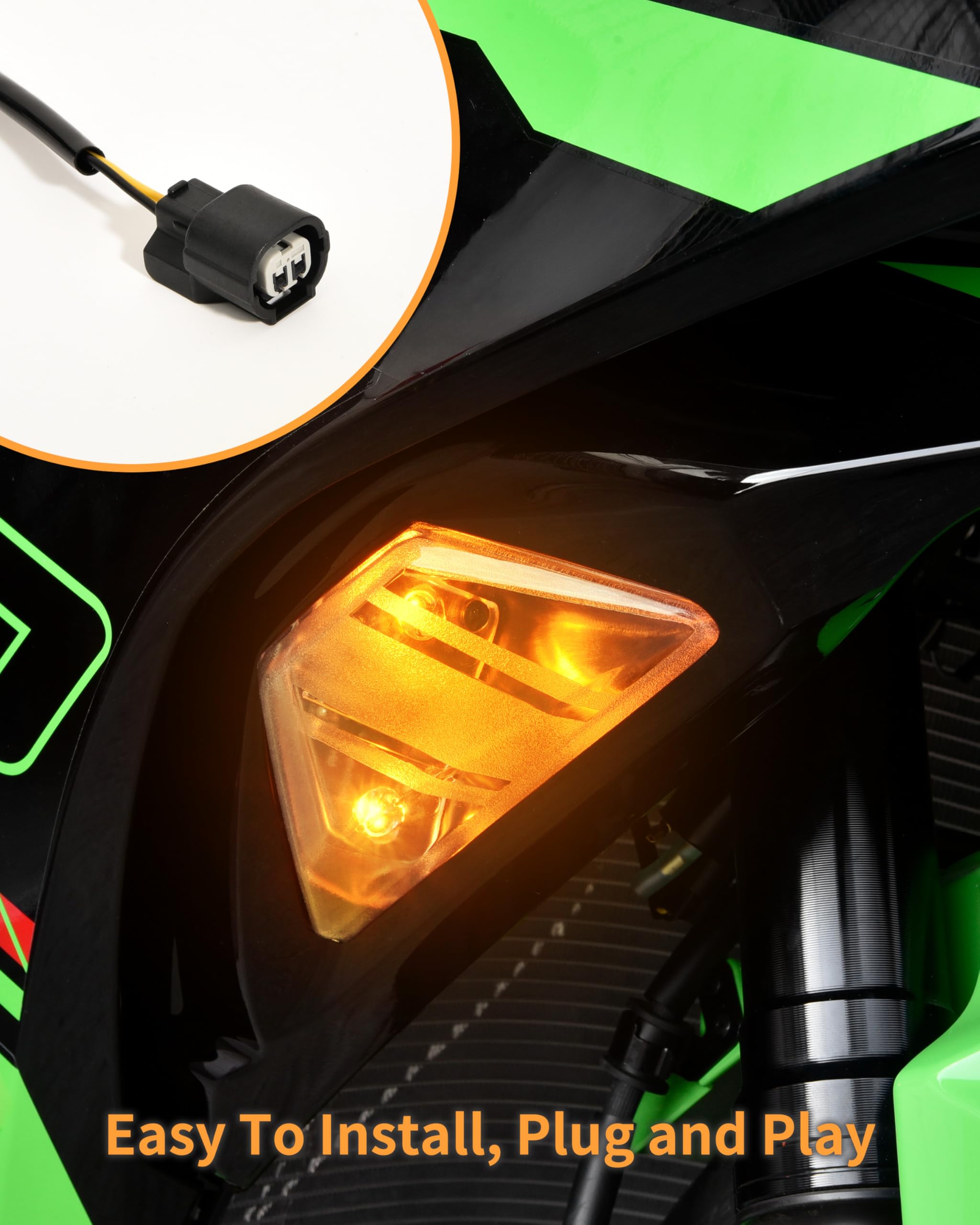 VEISUTOR Luz indicadora de seta frontal LED para ZX-6R 24-25