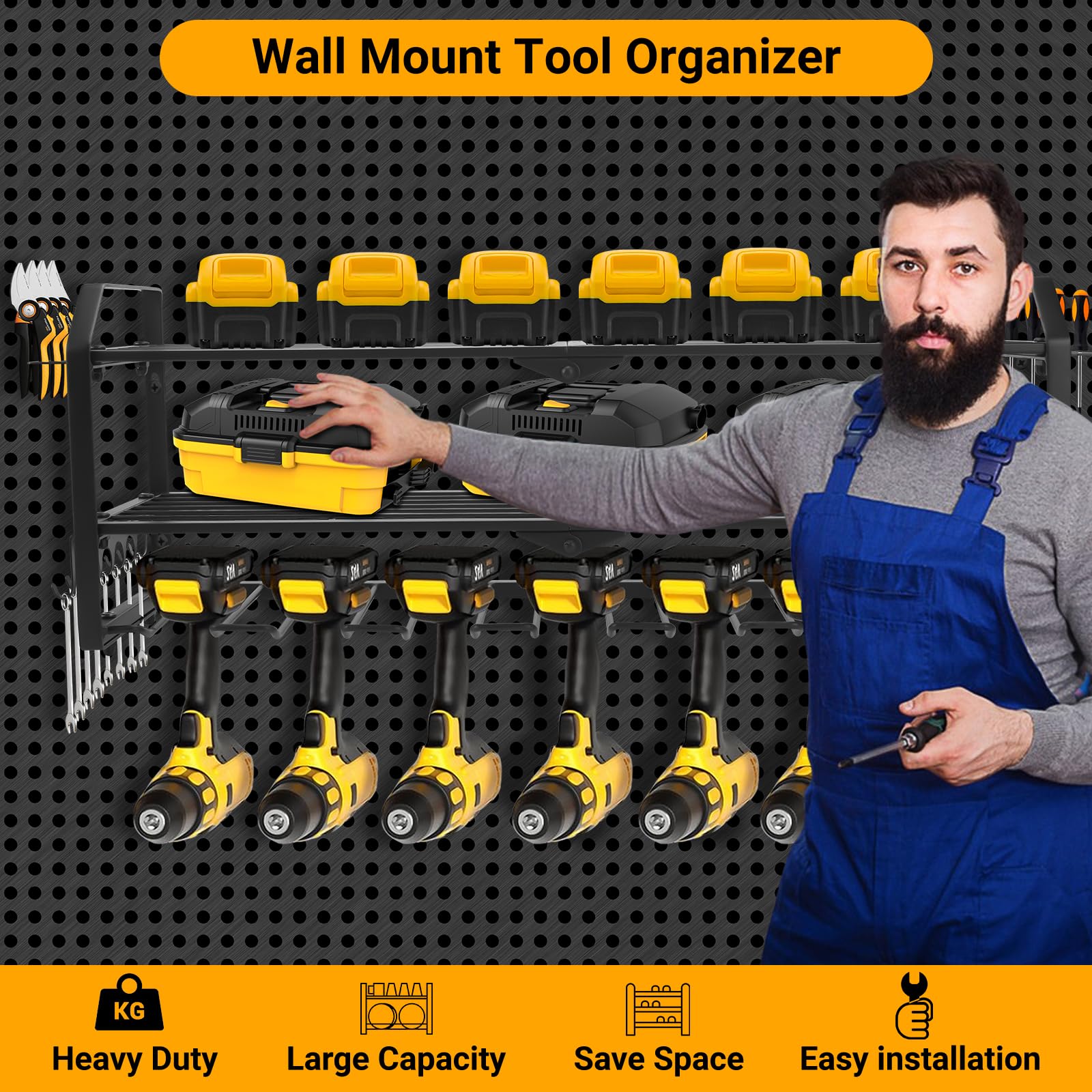 Amazon.co.jp: (ジーエム) G☘M 電動工具オーガナイザー 7スロット付き