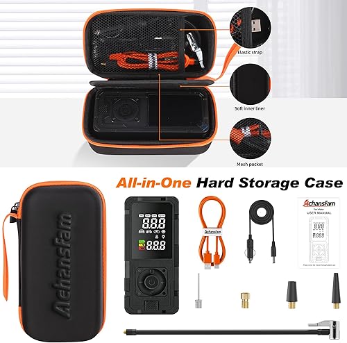 Miniatura 9 de Inflador de neumáticos P10, compresor de aire portátil, inflado rápido de 48 segundos, bomba de aire eléctrica de 150 PSI con medidor digital, funda