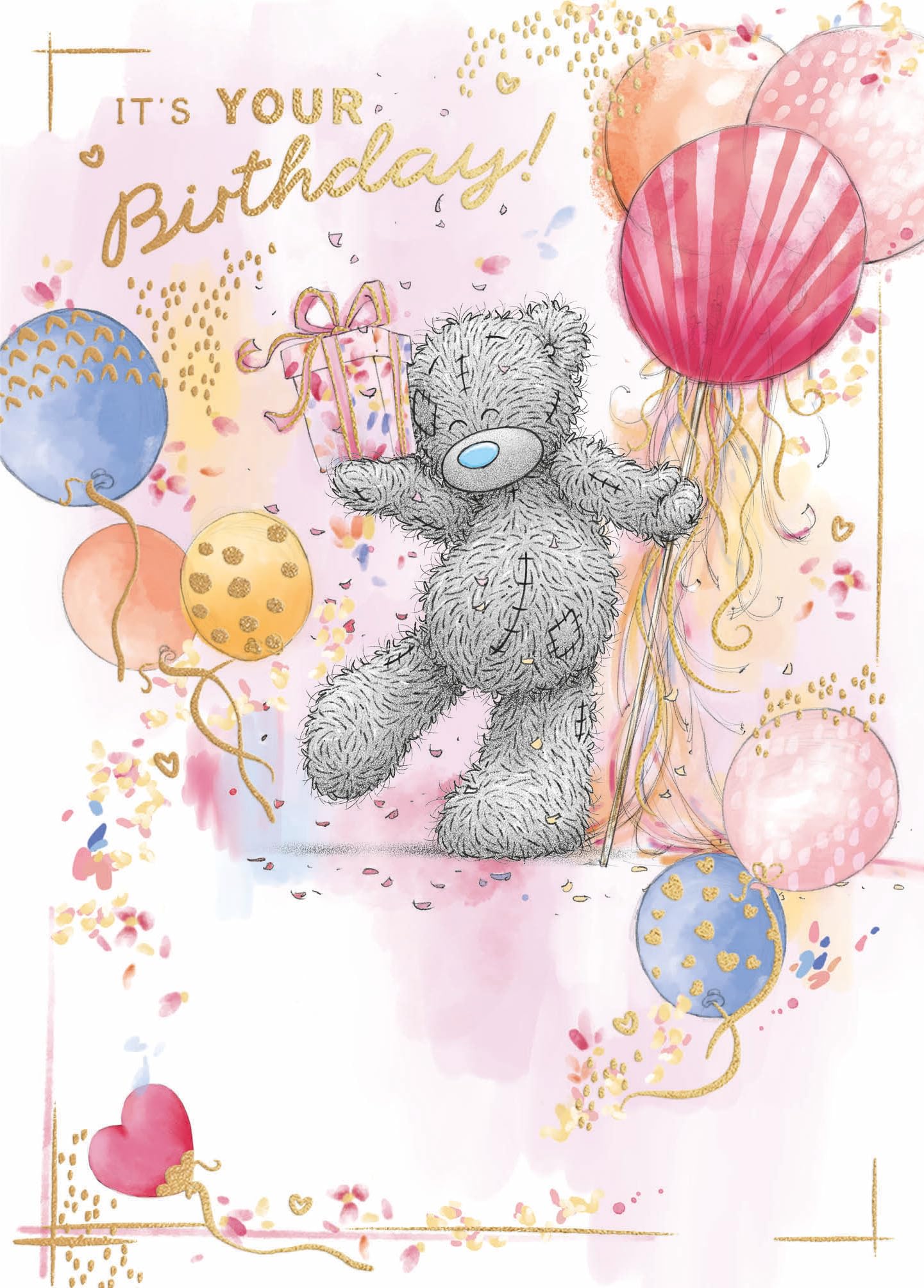Me To You Bear Balloons & Gift Birthday Card