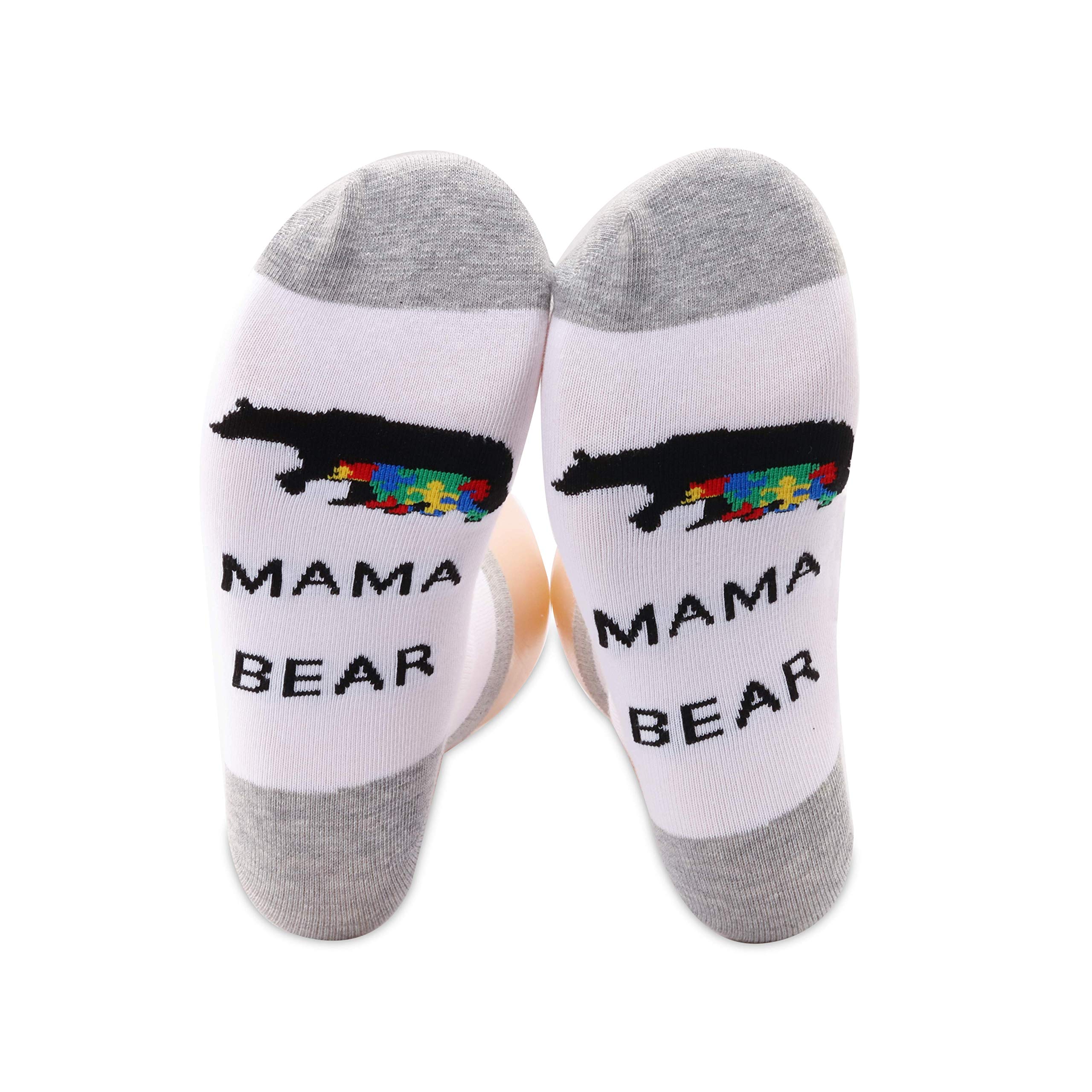 GenericPXTIDY Autism Mama Bear Socks Puzzle Piece Athletic Sport Gift Autism Awareness Mama Bear Mom Gift Socks Autistic Mom Socks (MAMA BEAR)