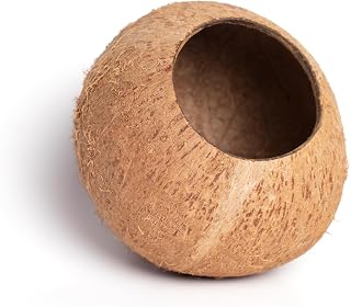 Generic Coconut shelter for Aquarium Fish and Shrimp, ancistrus, pleco, a Ledge for Spider, Lizard, Snail, Frog, Turtle Platform, Habitat Made from Coconut Shell for Resting and Breeding, Brown