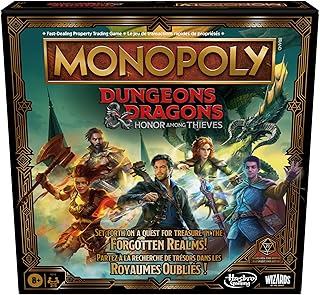Monopoly Dungeons & Dragons: Honor Among Thieves Game, Inspired by The D&D Movie, Monopoly D&D Board Game for 2-5 Players, Ages 8 and Up (English & French)