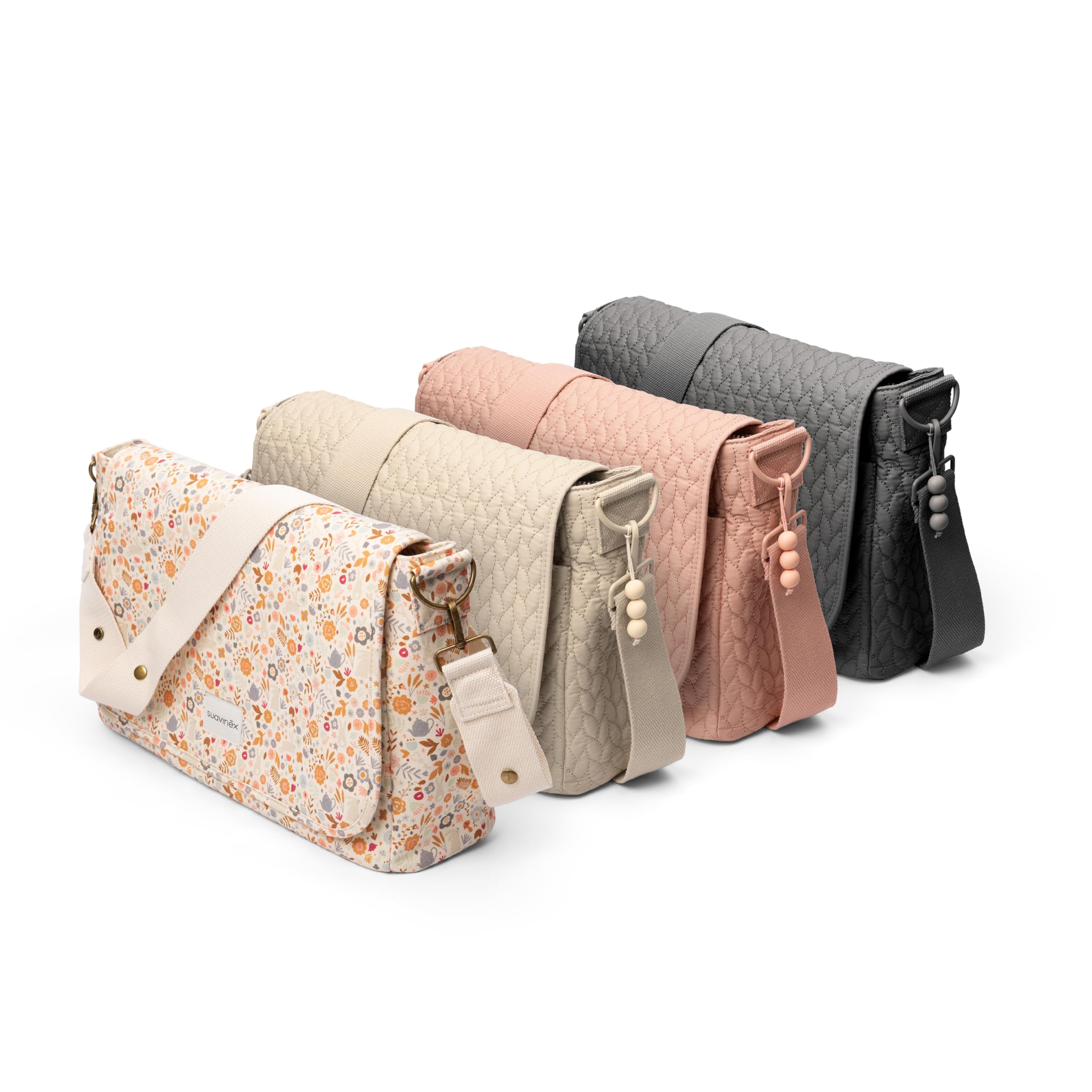 Suavinex, Bolso Maternidad Bandolera, Bolso Carro Bebé de Gran Capacidad, Asas Ajustables al Carrito, Solapa y Cierre de Cremallera, Impermeable, con Bolsillos Interiores