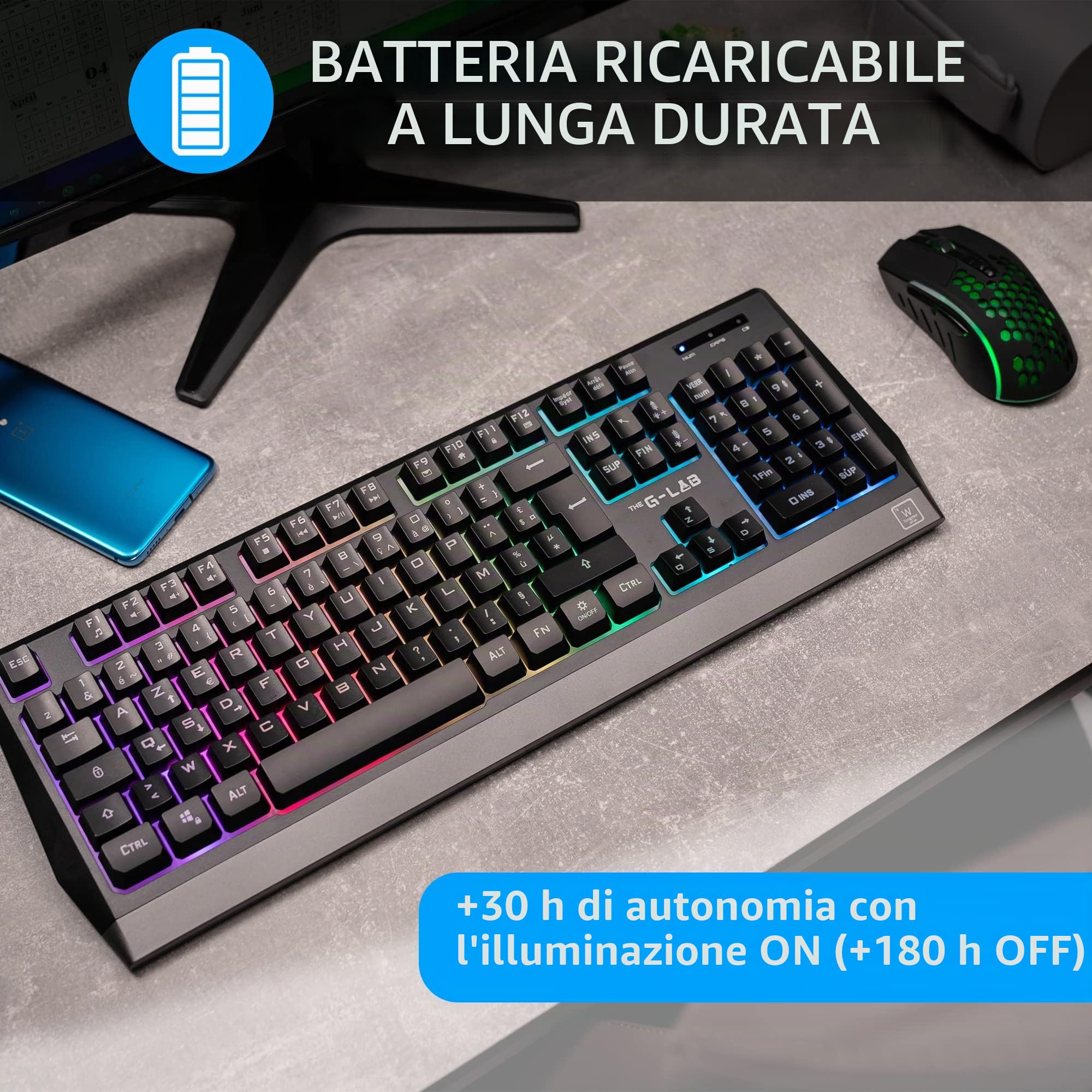 THE G LAB Wireless Gaming Combo - Mouse + Keyboard - Spanish Layout