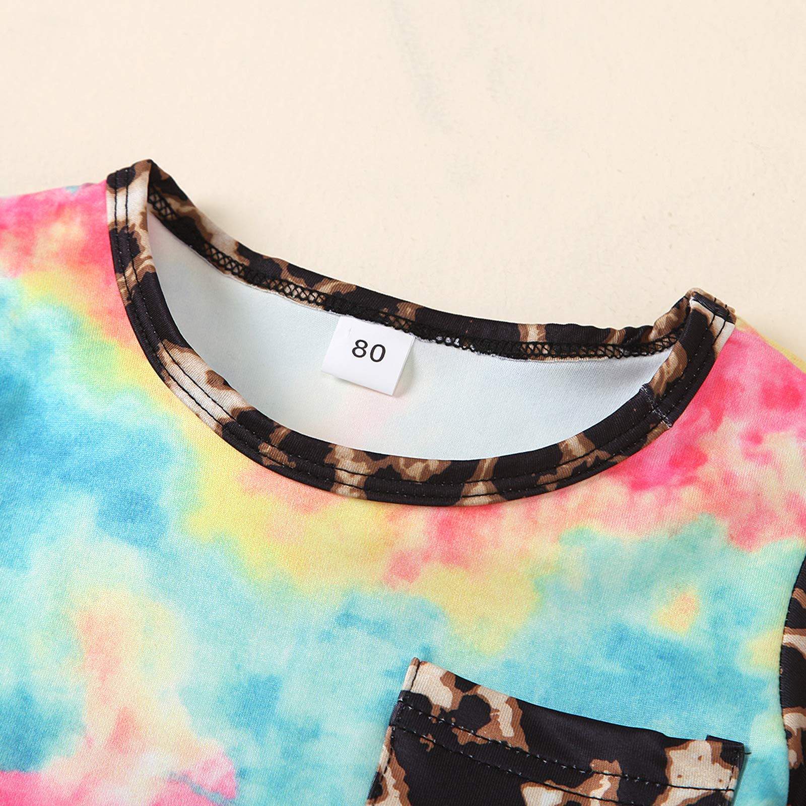 Kid Baby Girls Summer Shorts Set Leopard T-Shirt Top Drawstring Shorts 2Pcs Tracksuit Clothes Set 6M-6Y (Tie Dye-Blue+Red, 5-6Y)